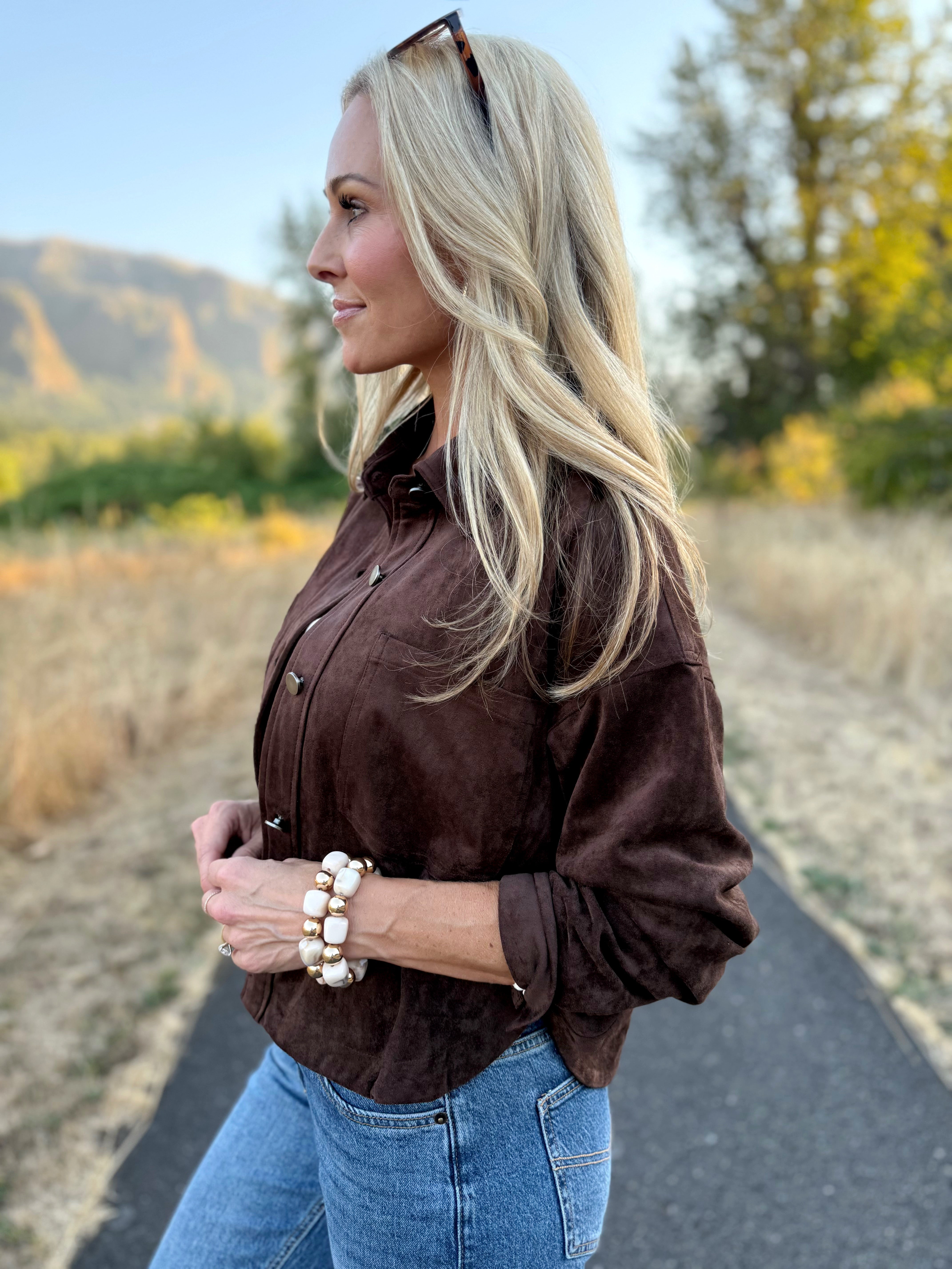 October Loves Shacket - CHOCOLATE - willows clothing JACKET