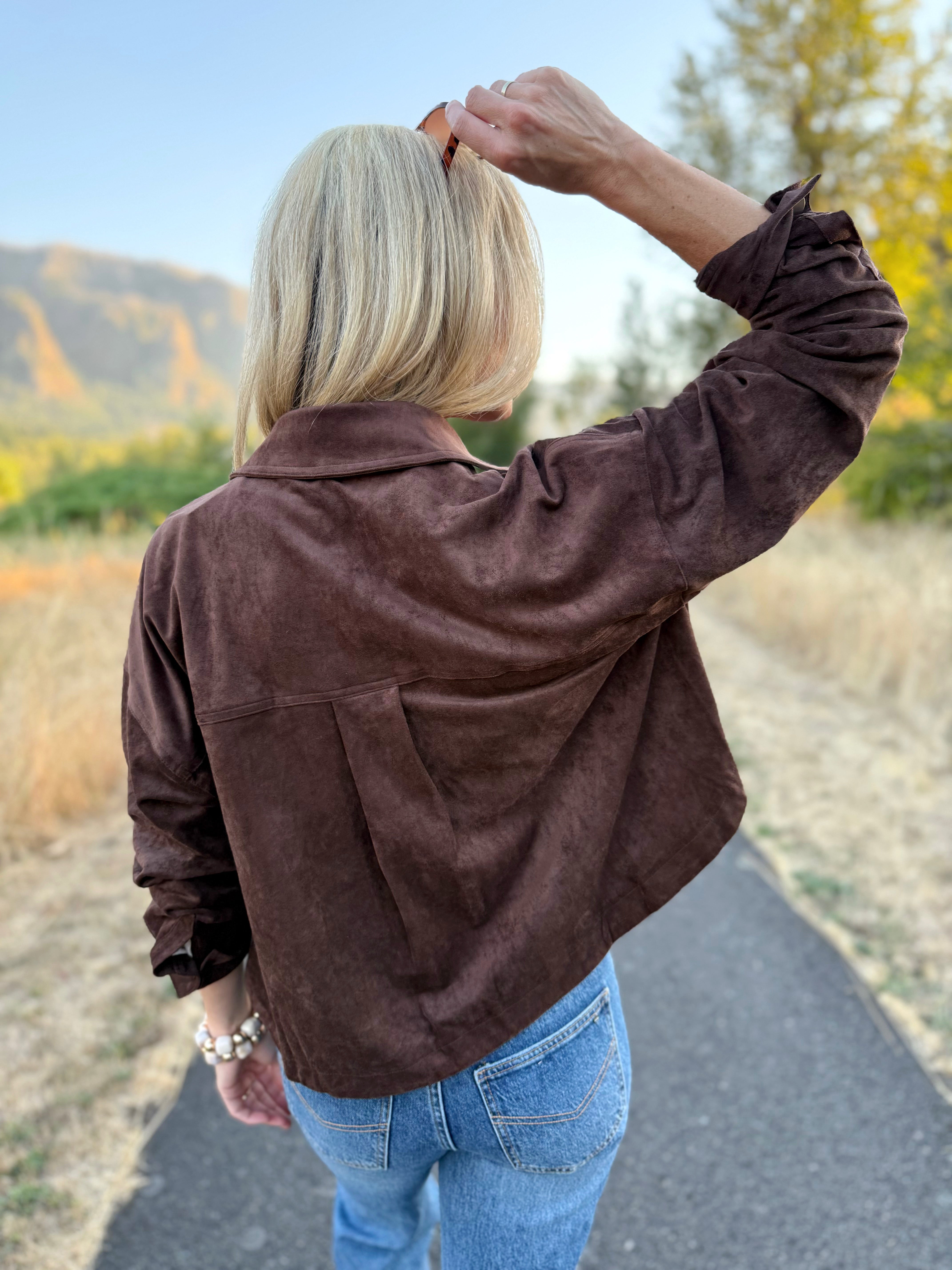 October Loves Shacket - CHOCOLATE - willows clothing JACKET