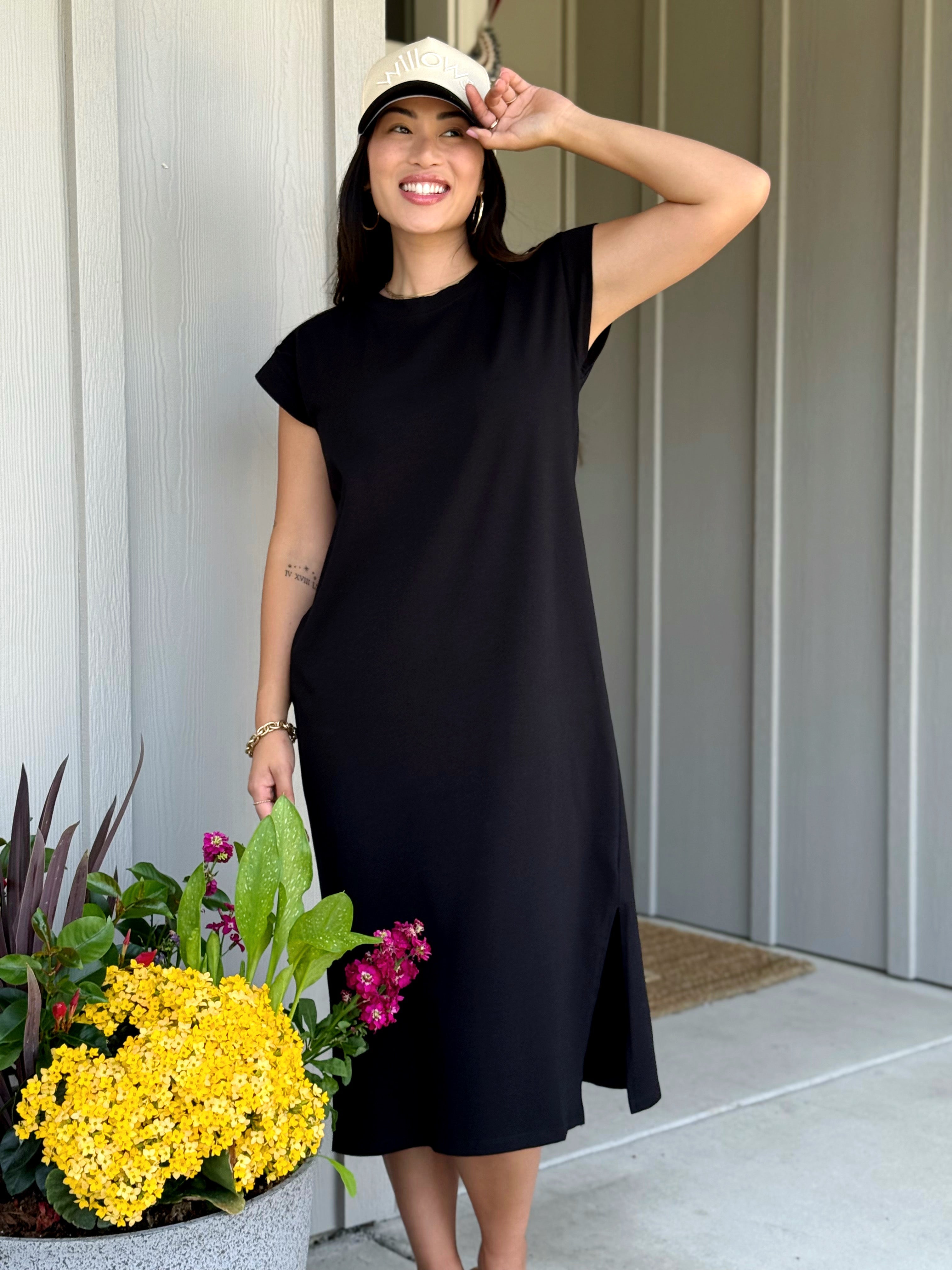 Opal Dress - BLACK - willows clothing MIDI DRESS