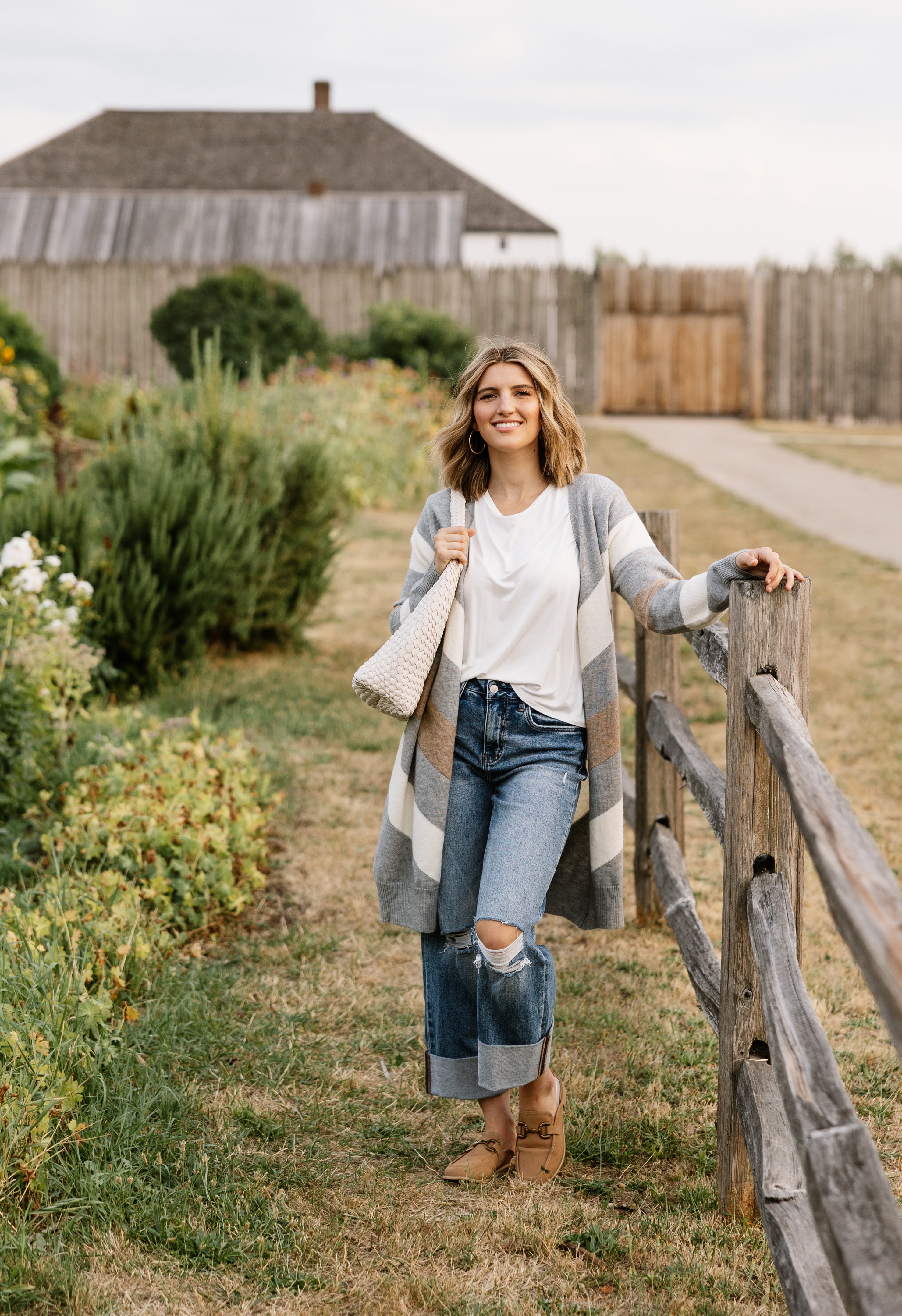 Orla Cardigan - CREAM/GREY - willows clothing Cardigan