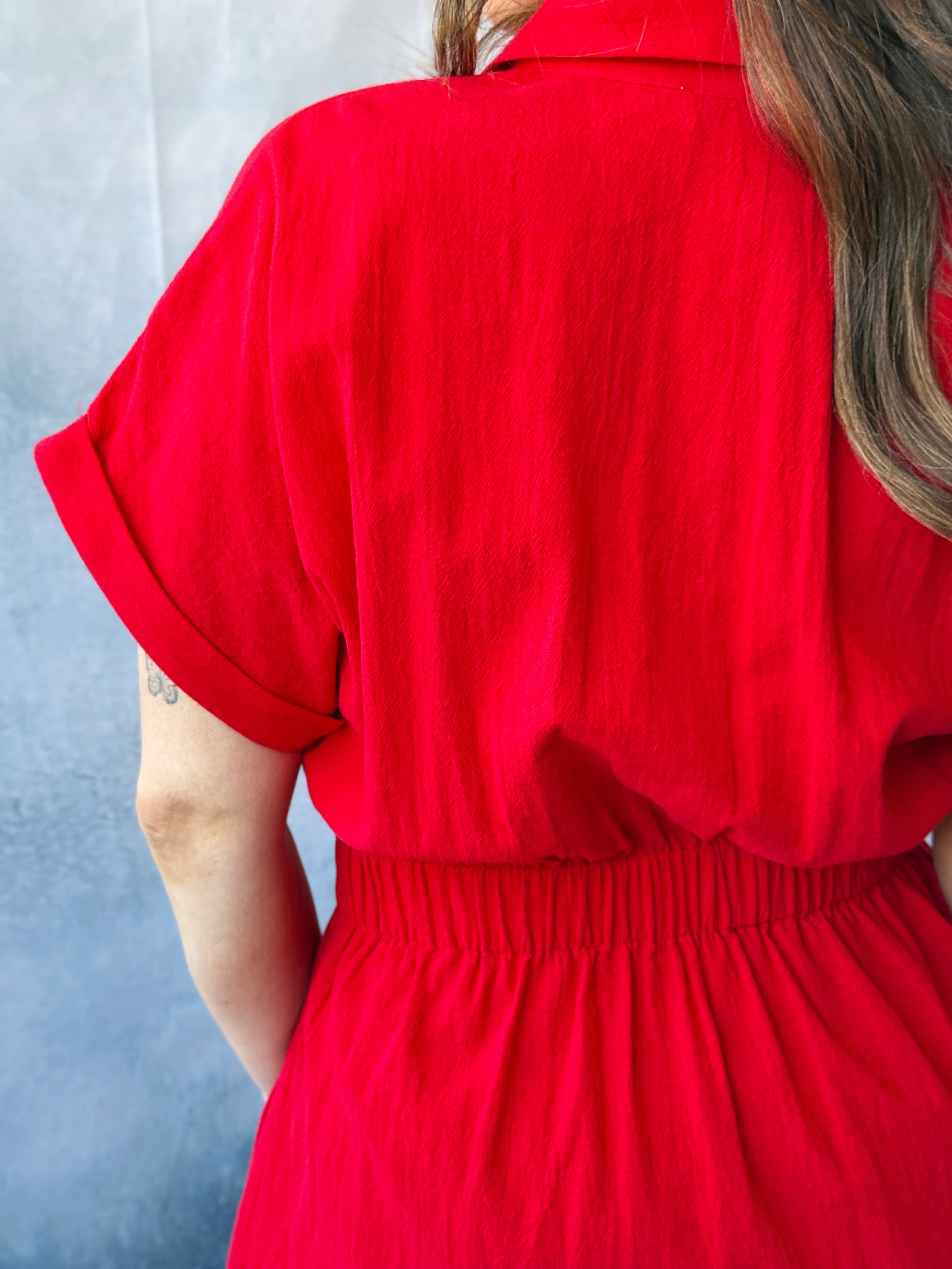 Over The Moon Dress - RED - willows clothing MIDI DRESS