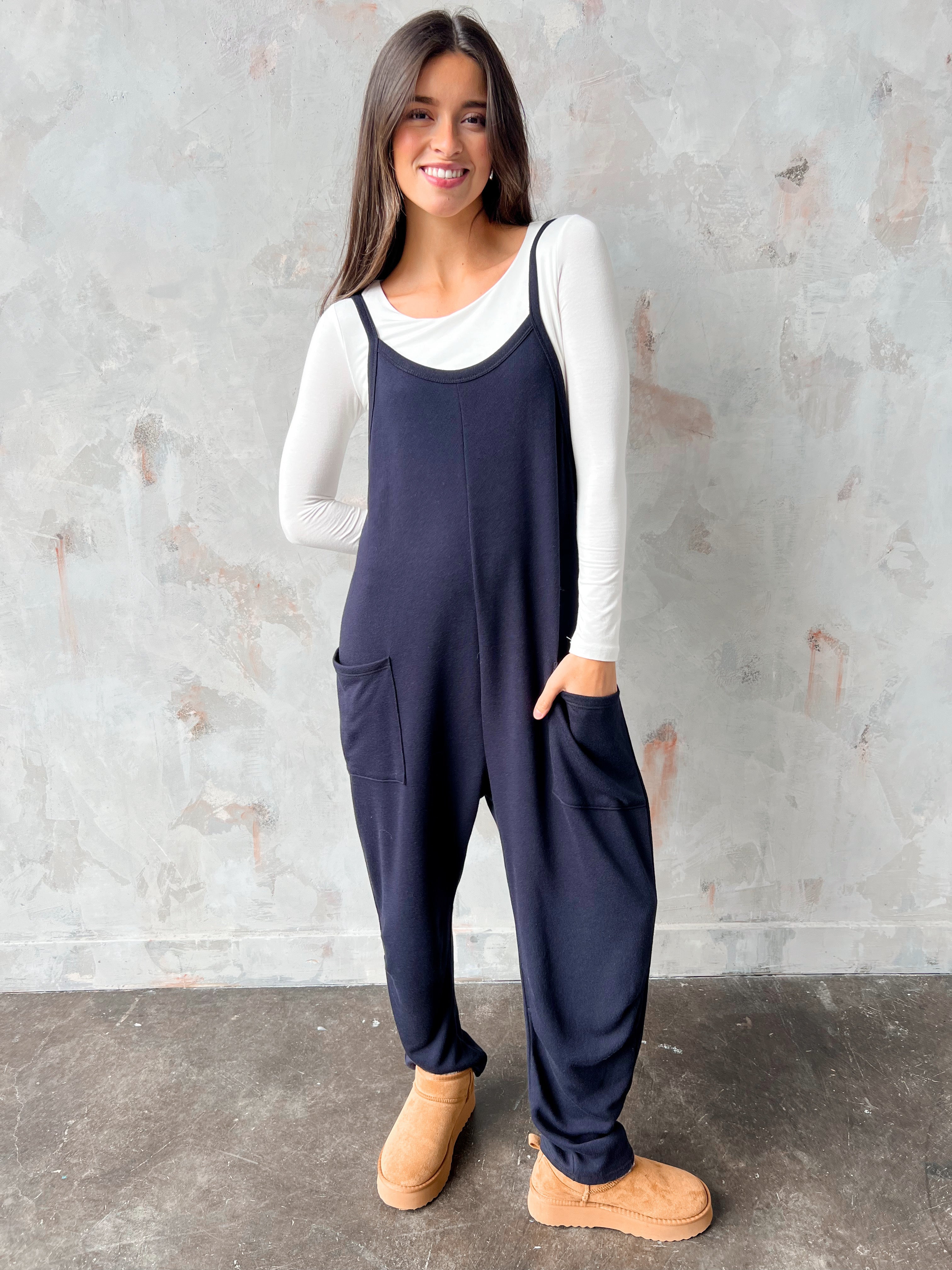 Over The Moon Jumpsuit - BLACK - willows clothing Jumpsuit