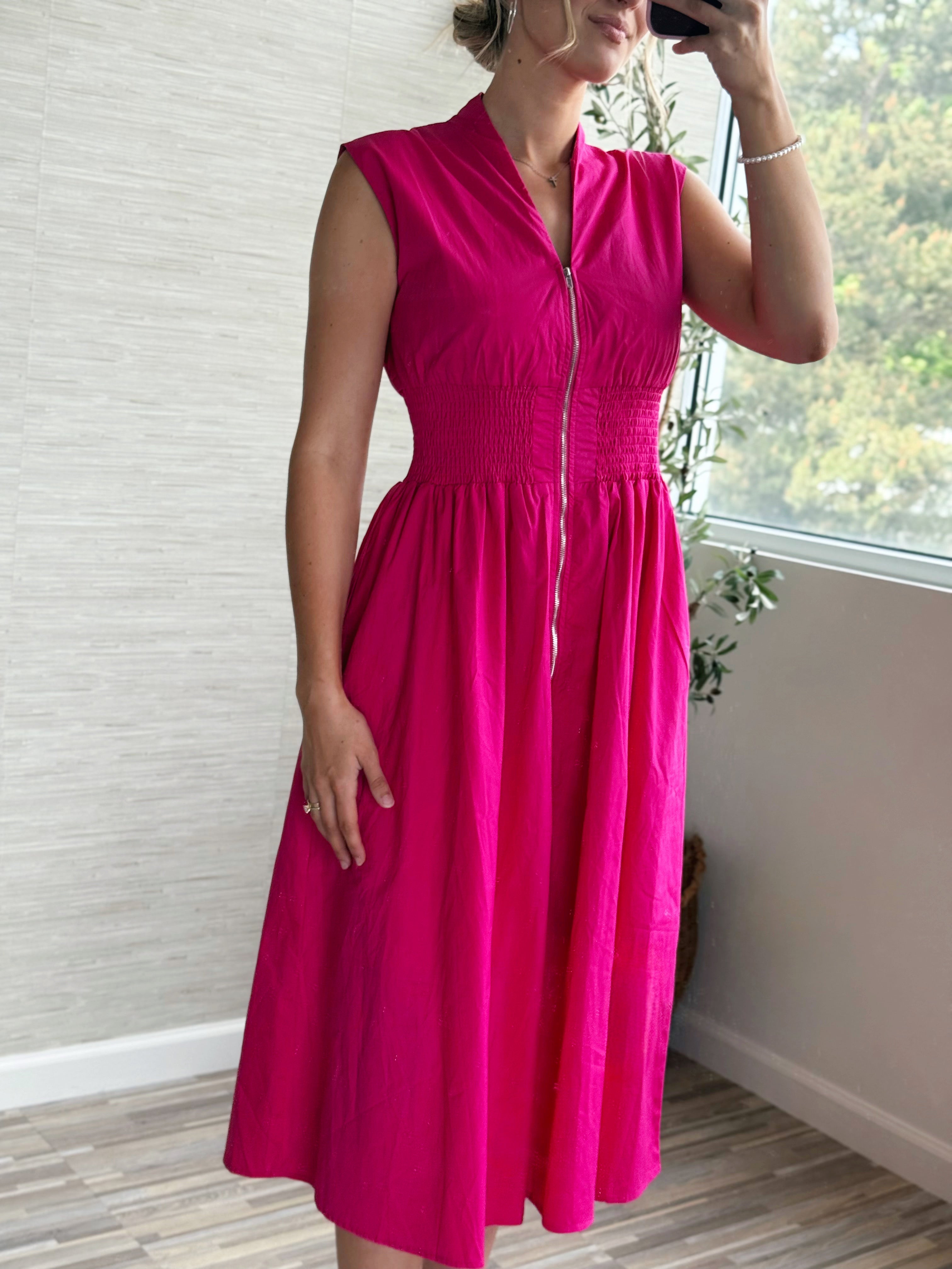 Paloma Dress - FUCHSIA - willows clothing MIDI DRESS