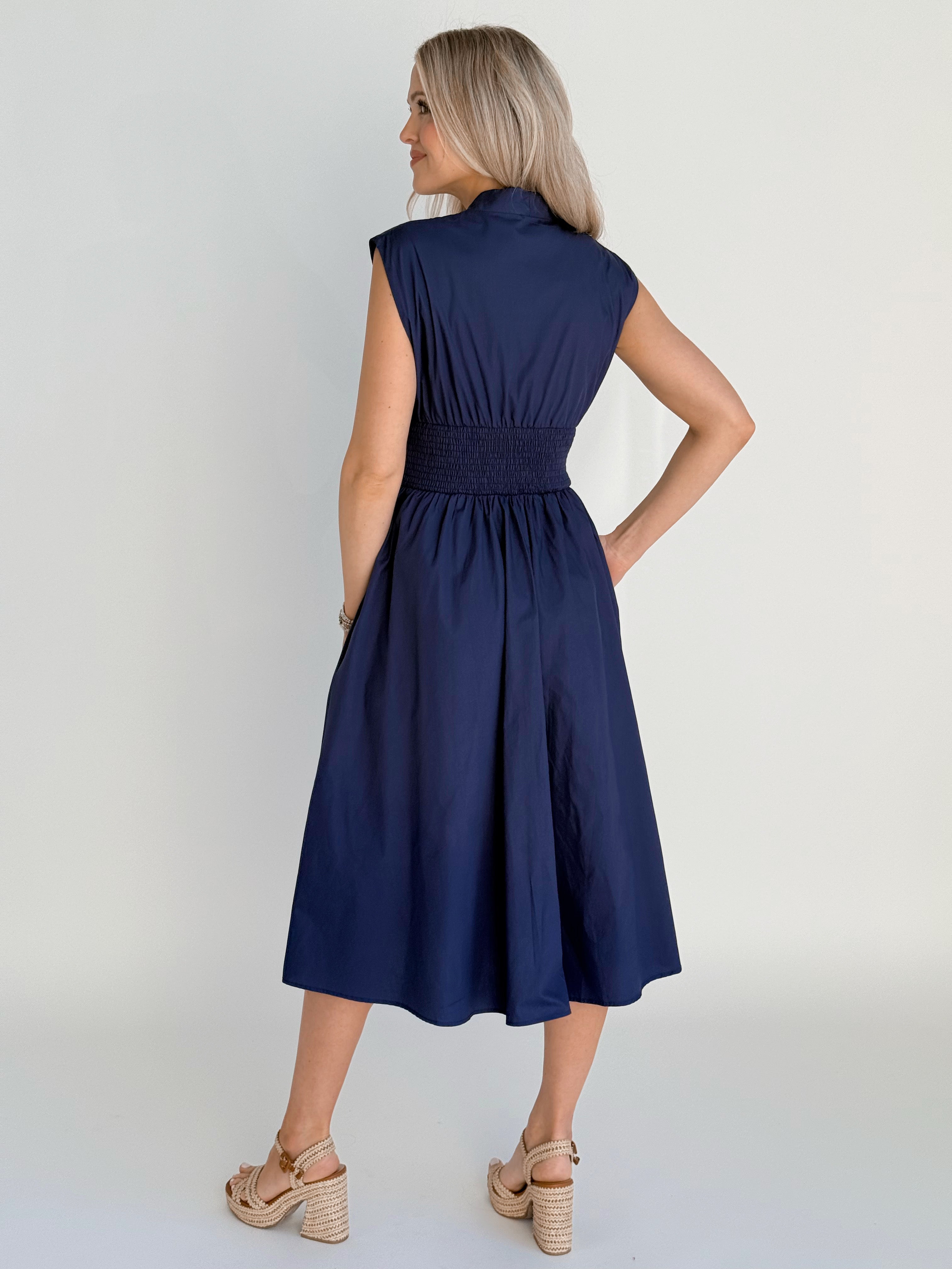 Paloma Dress - NAVY - willows clothing MIDI DRESS