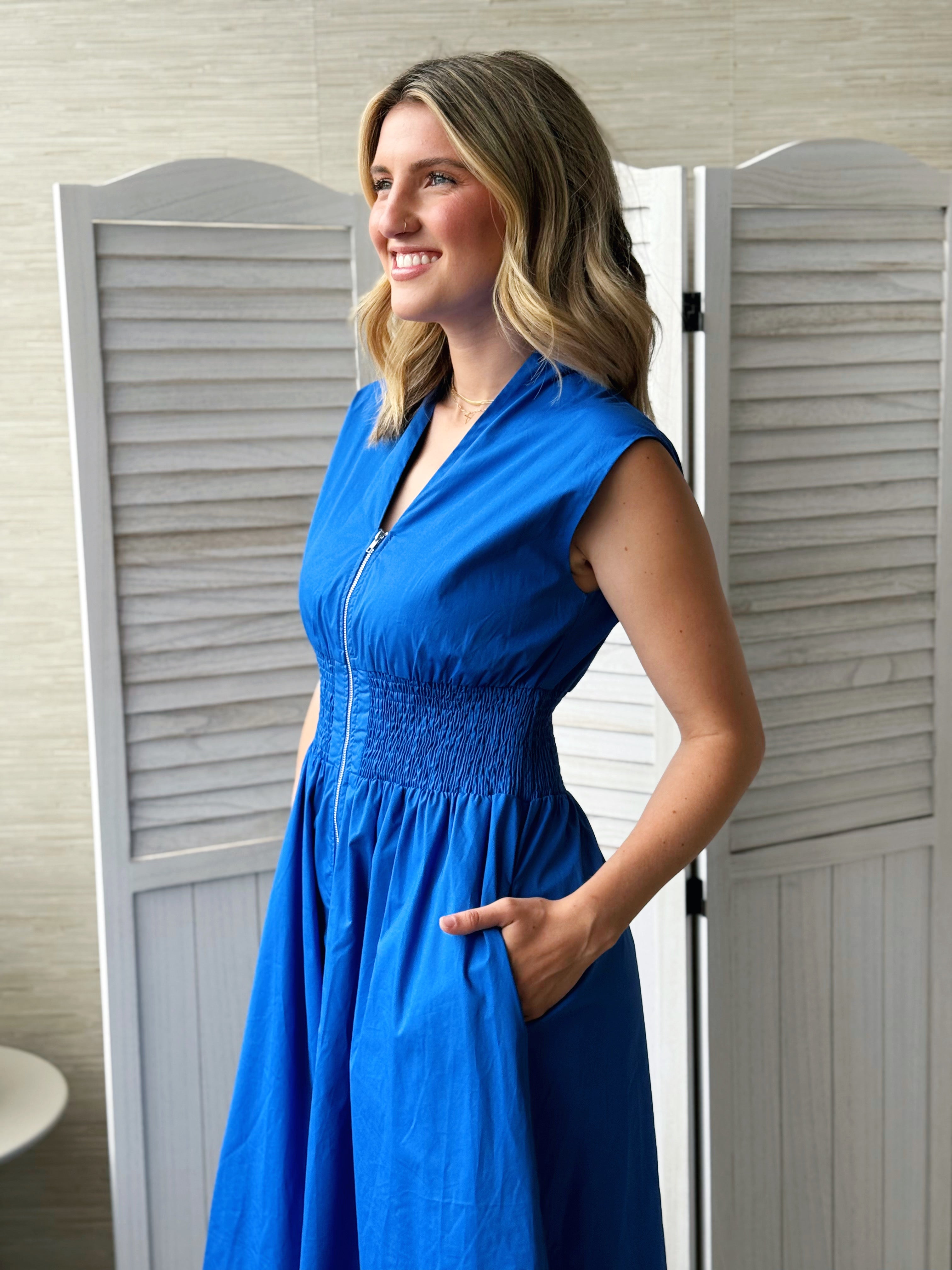 Paloma Dress - ROYAL BLUE - willows clothing MIDI DRESS