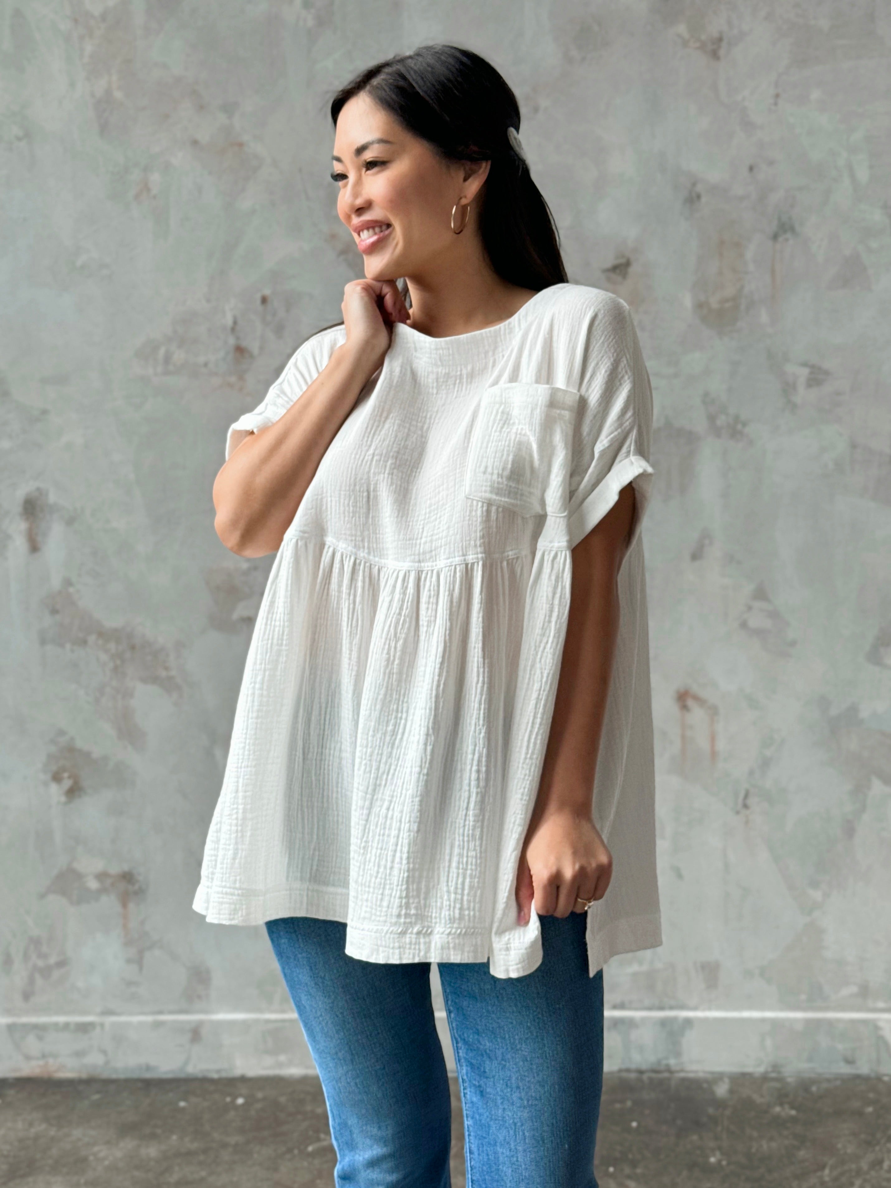 Parker Tunic - OFF WHITE - willows clothing BLOUSE