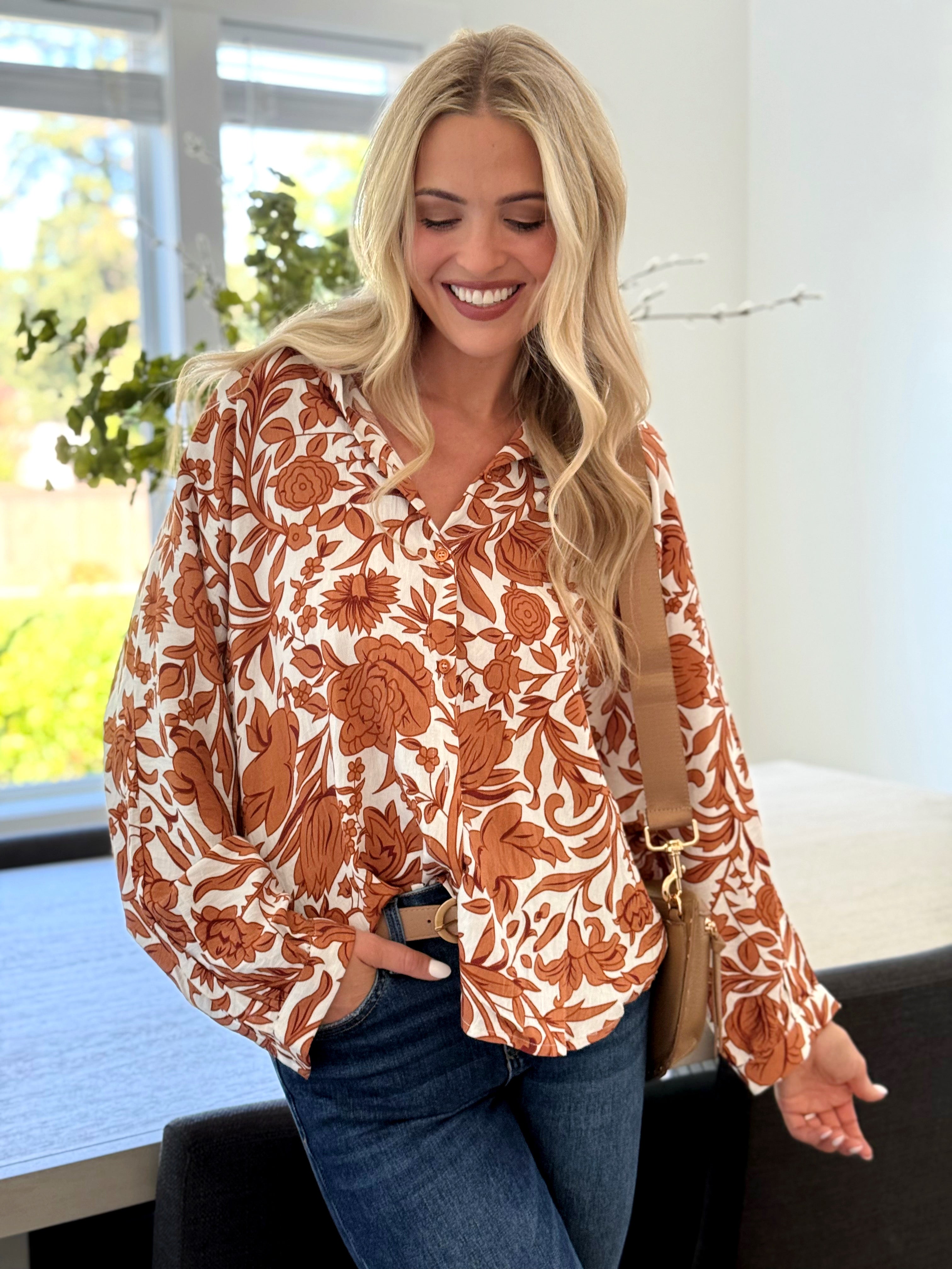 Paula Blouse - MOCHA MOUSSE - willows clothing BLOUSE