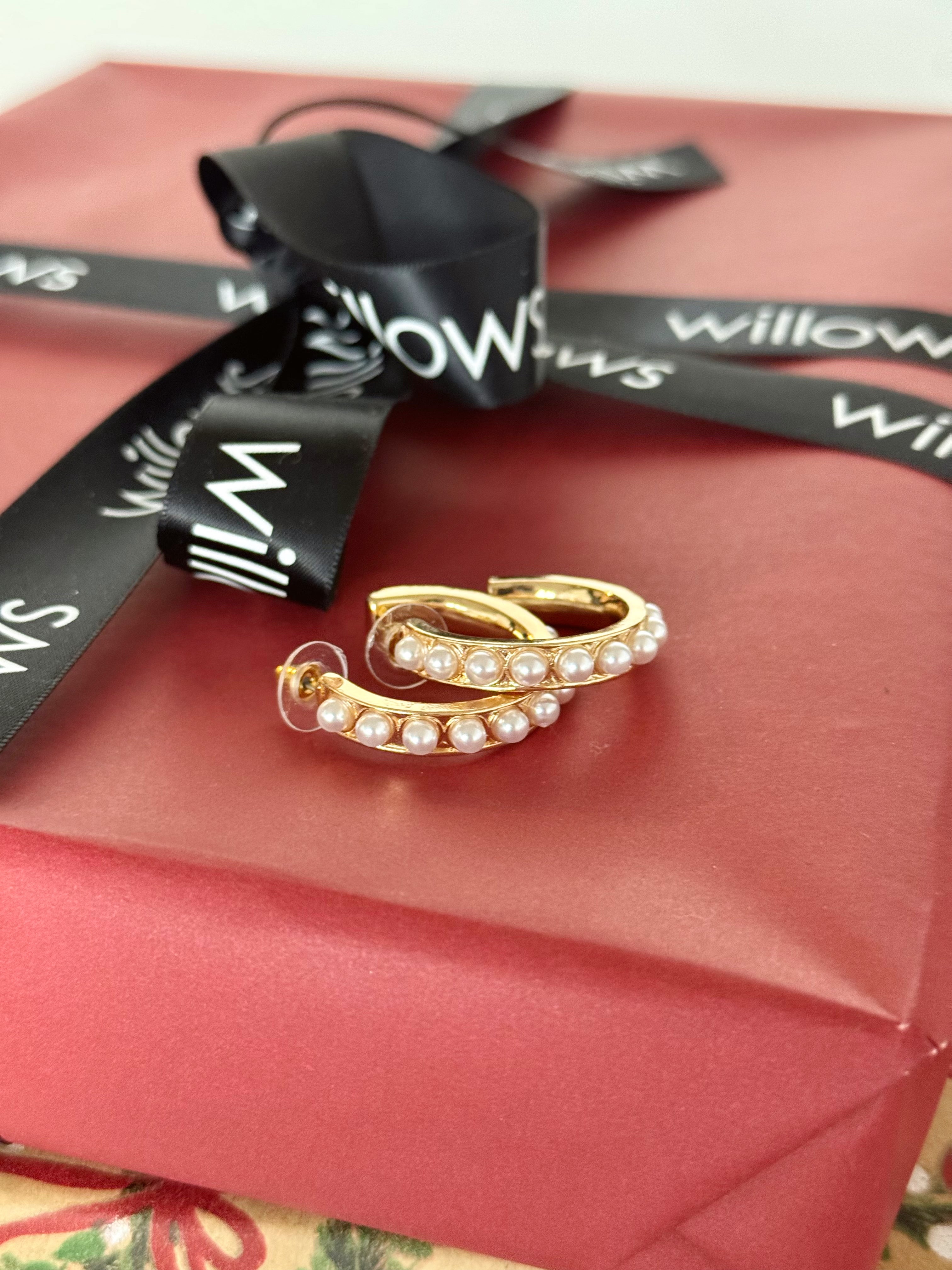 Pearl Hoop Earring - willows clothing EARRINGS