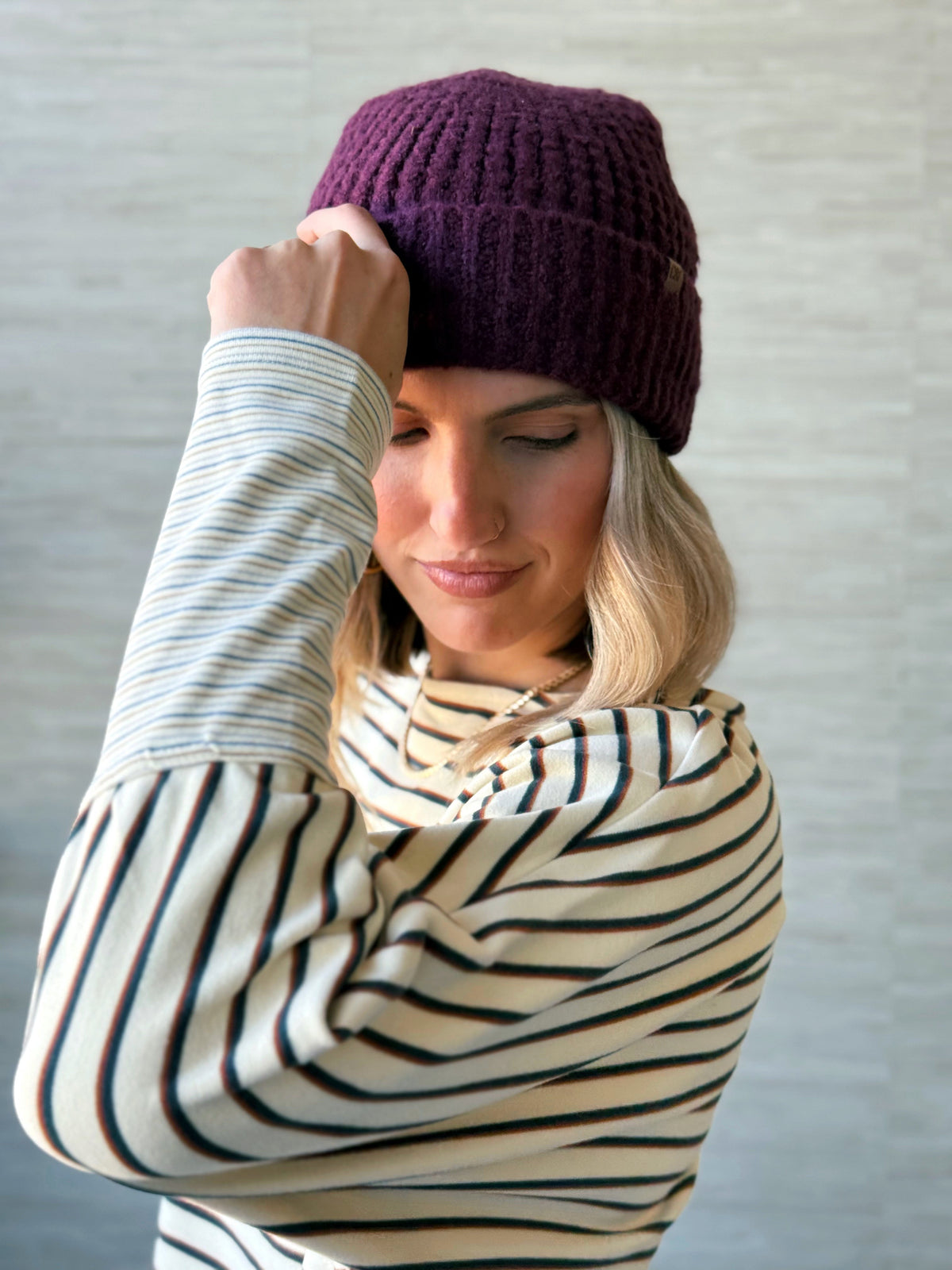 Perfect Stripe Dolman Top - CREAM MULTI - willows clothing L/S SHIRT