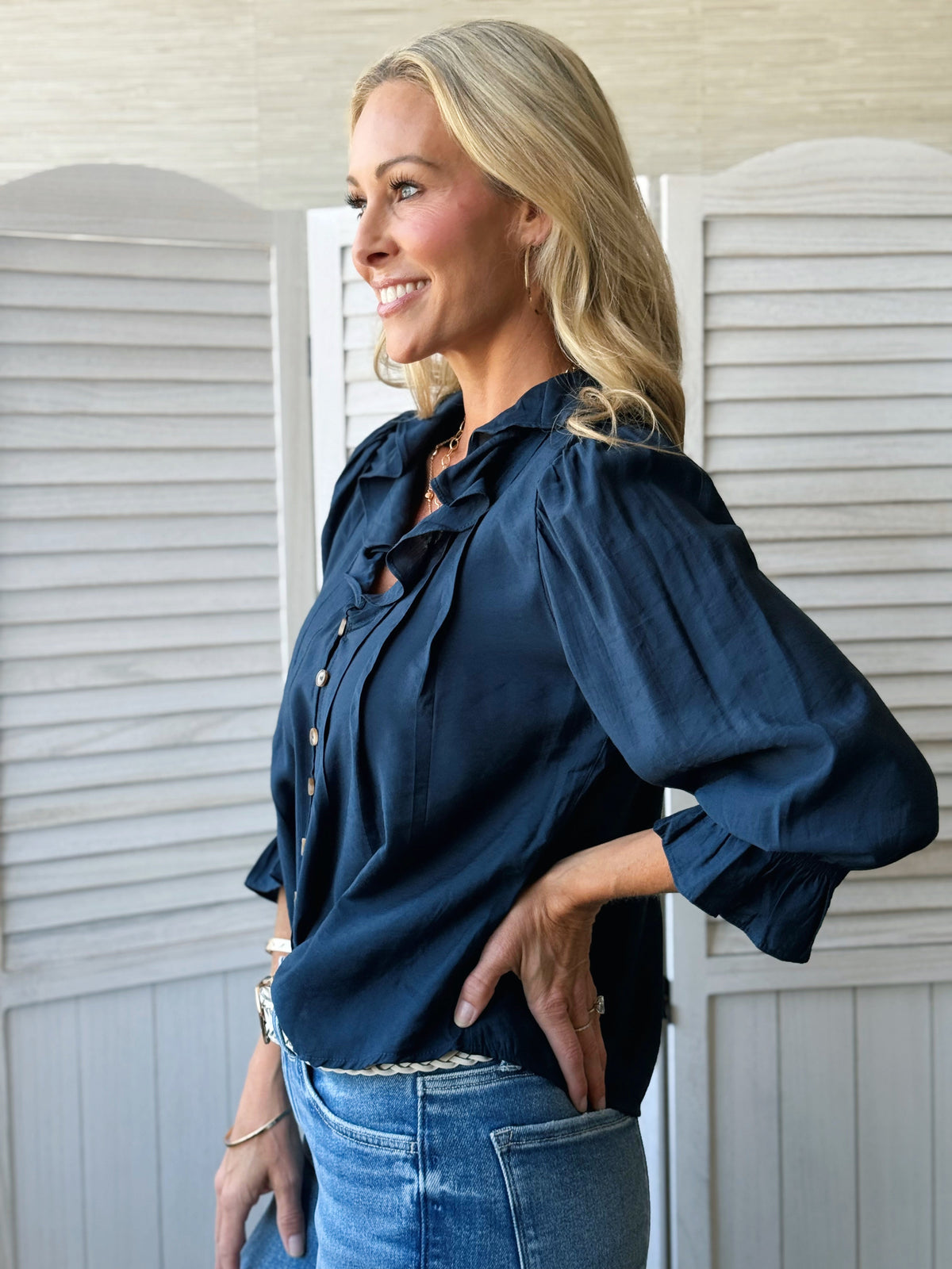 Perry Blouse - NAVY - willows clothing BLOUSE