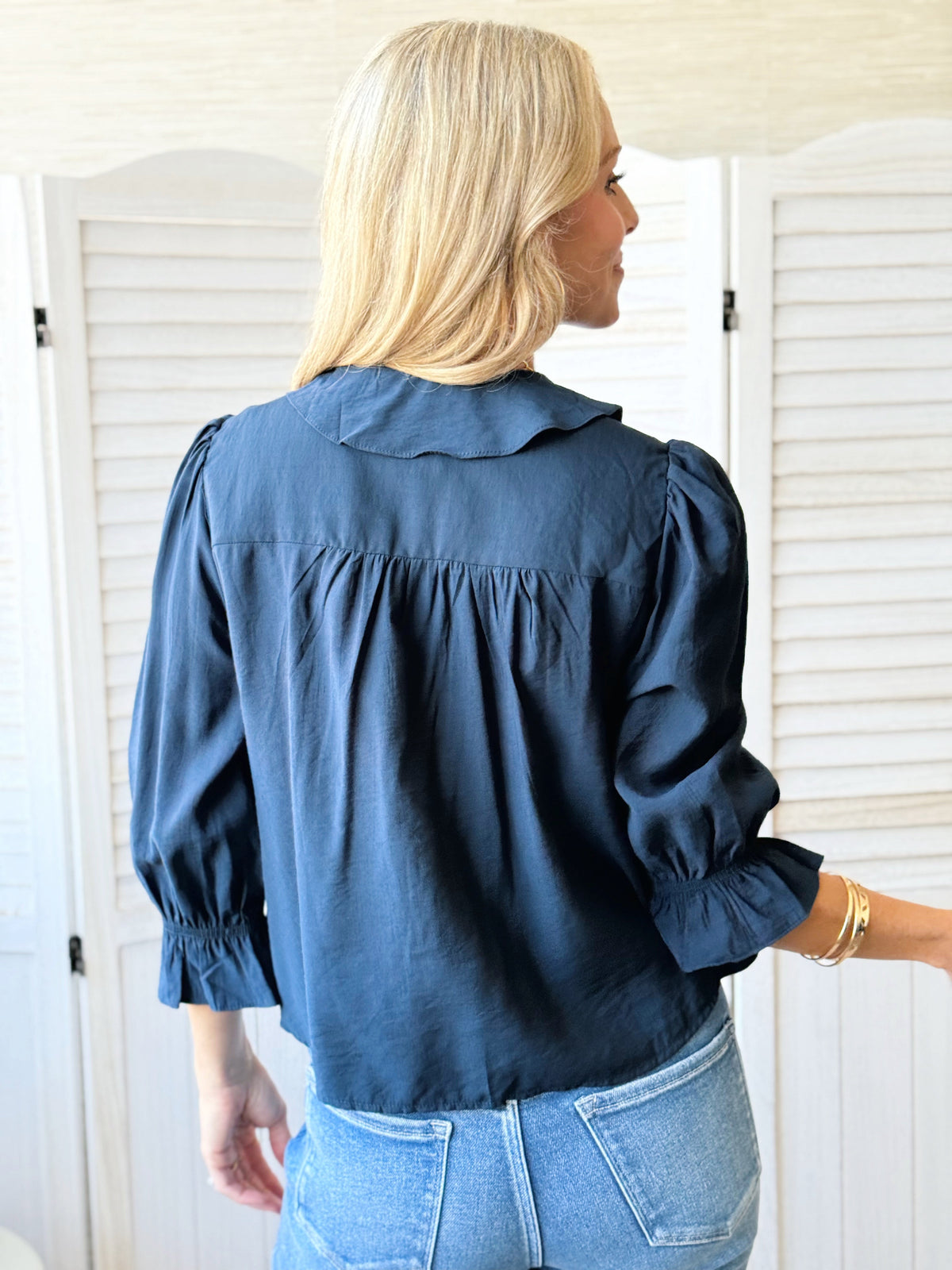 Perry Blouse - NAVY - willows clothing BLOUSE