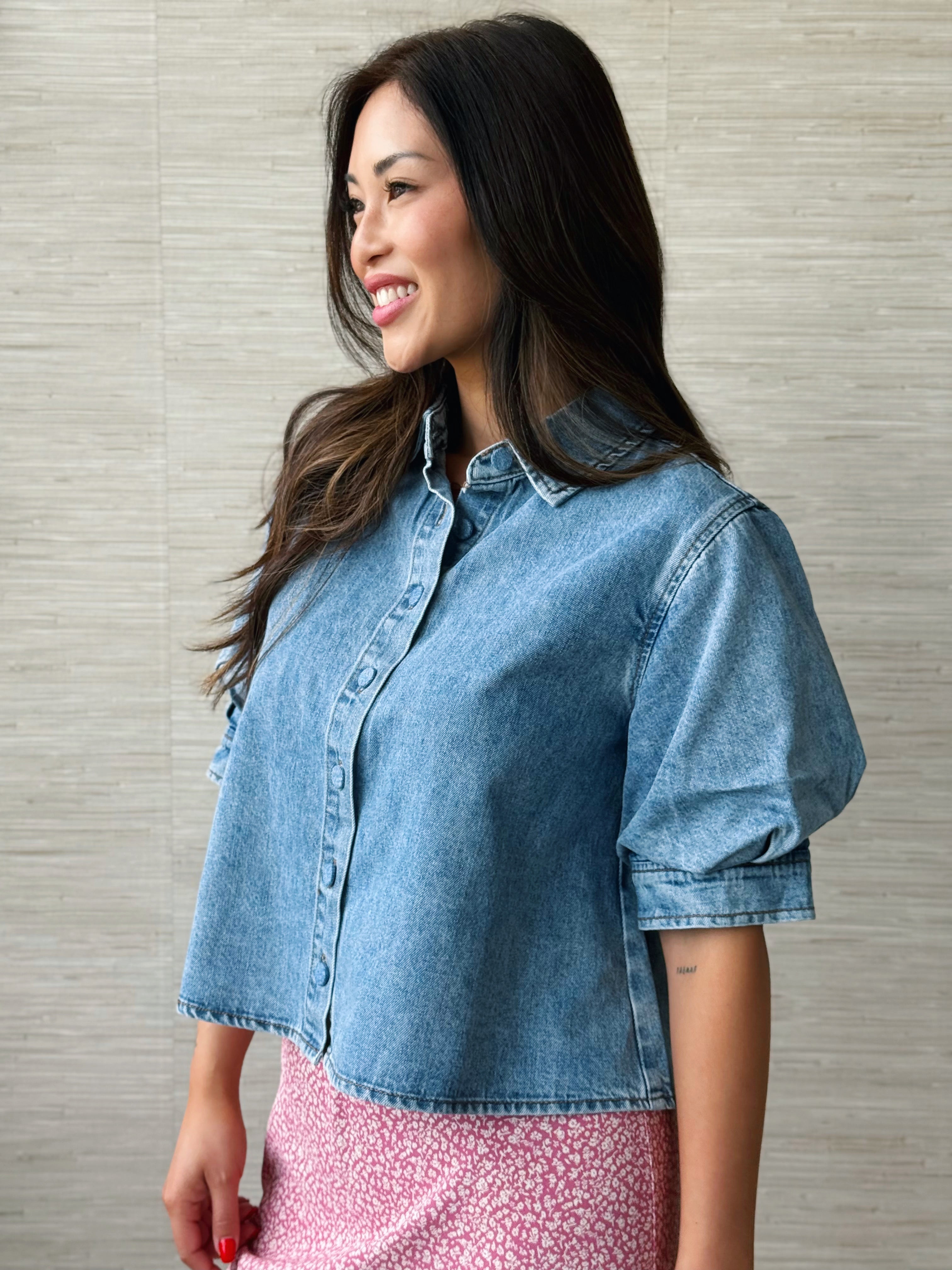 Pfeifer Denim Blouse - DENIM - willows clothing BLOUSE