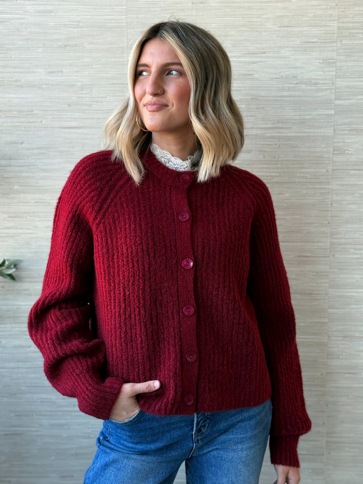 Plenty Of Love Cardigan - BURGUNDY - willows clothing Cardigan