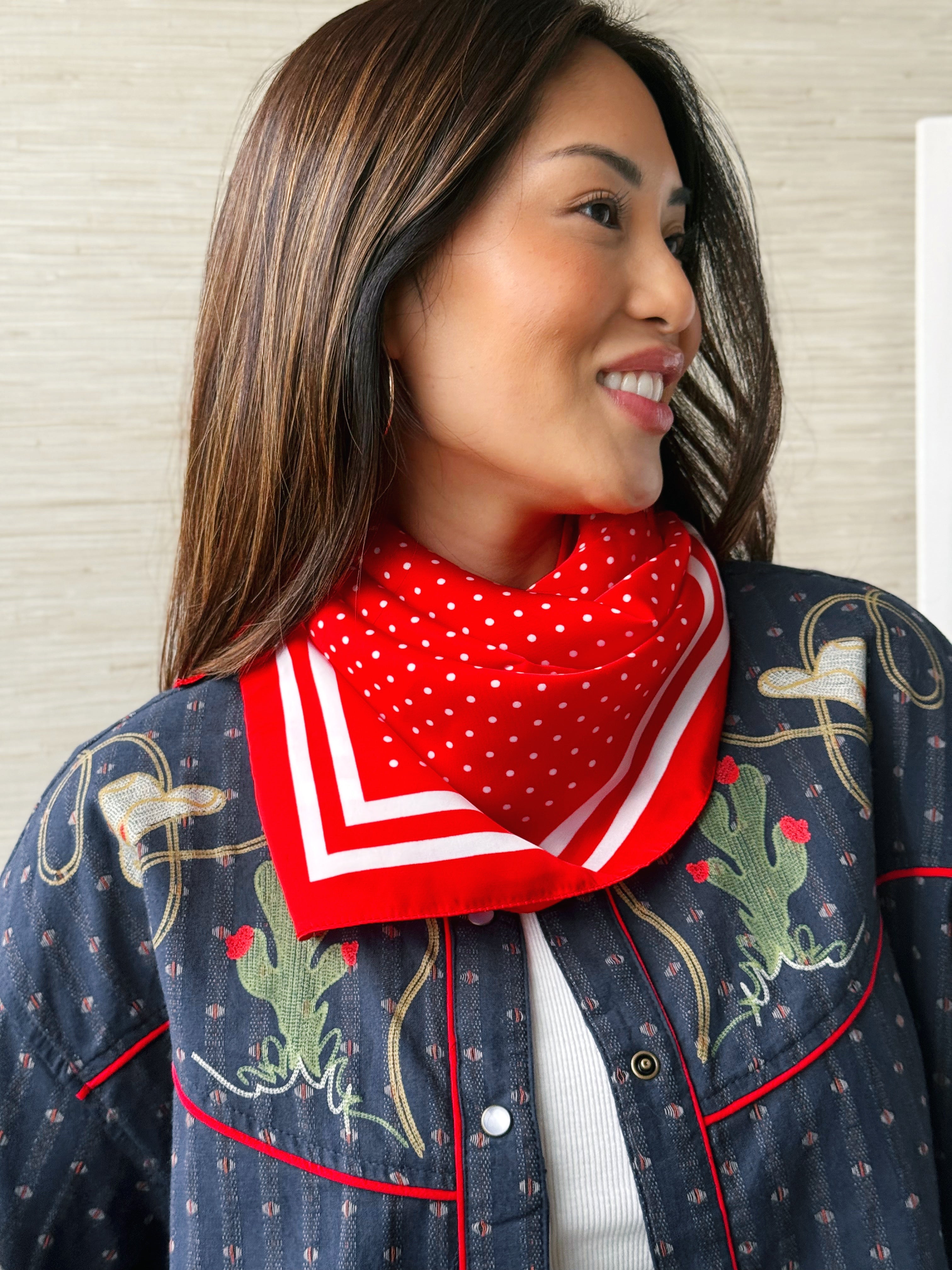 Polka Dot Scarf - RED - willows clothing Scarves