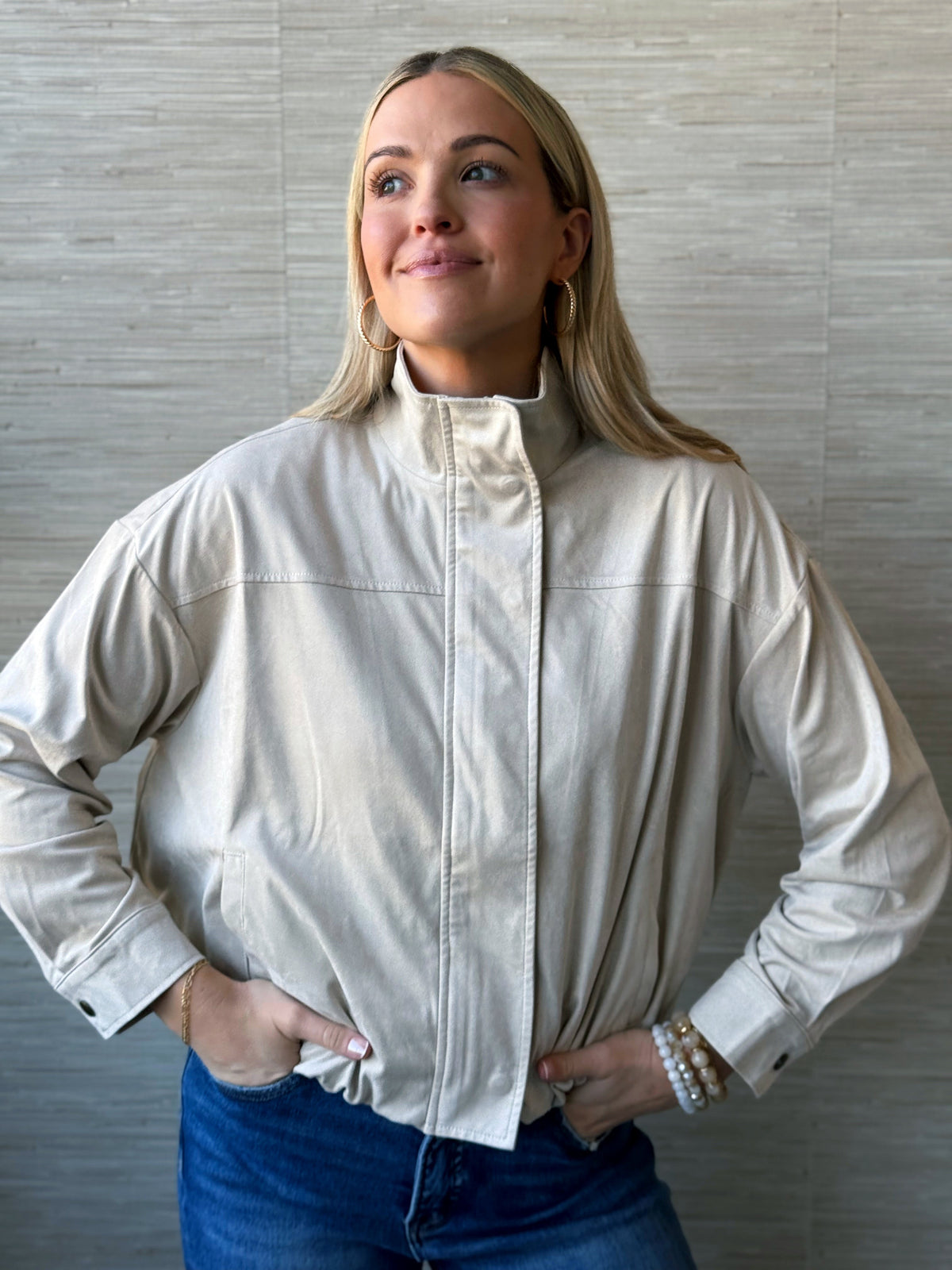 Porter Suede Jacket - CLOUD - willows clothing JACKET