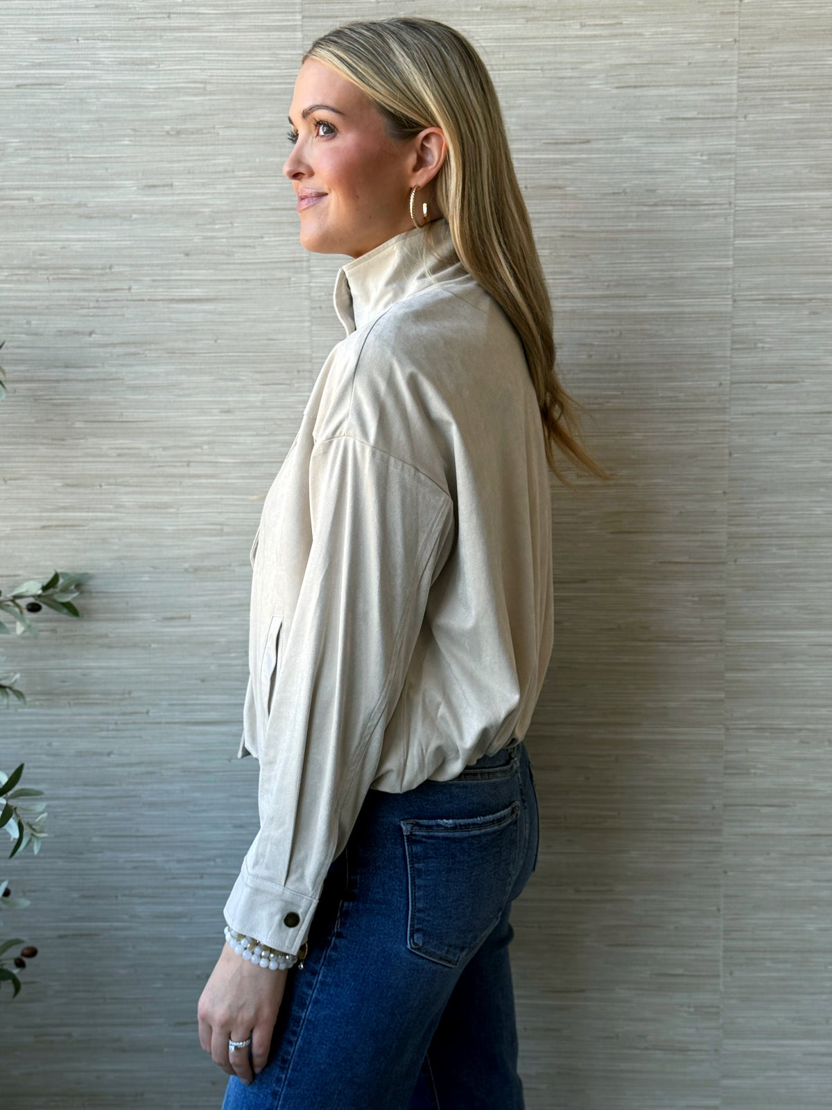 Porter Suede Jacket - CLOUD - willows clothing JACKET