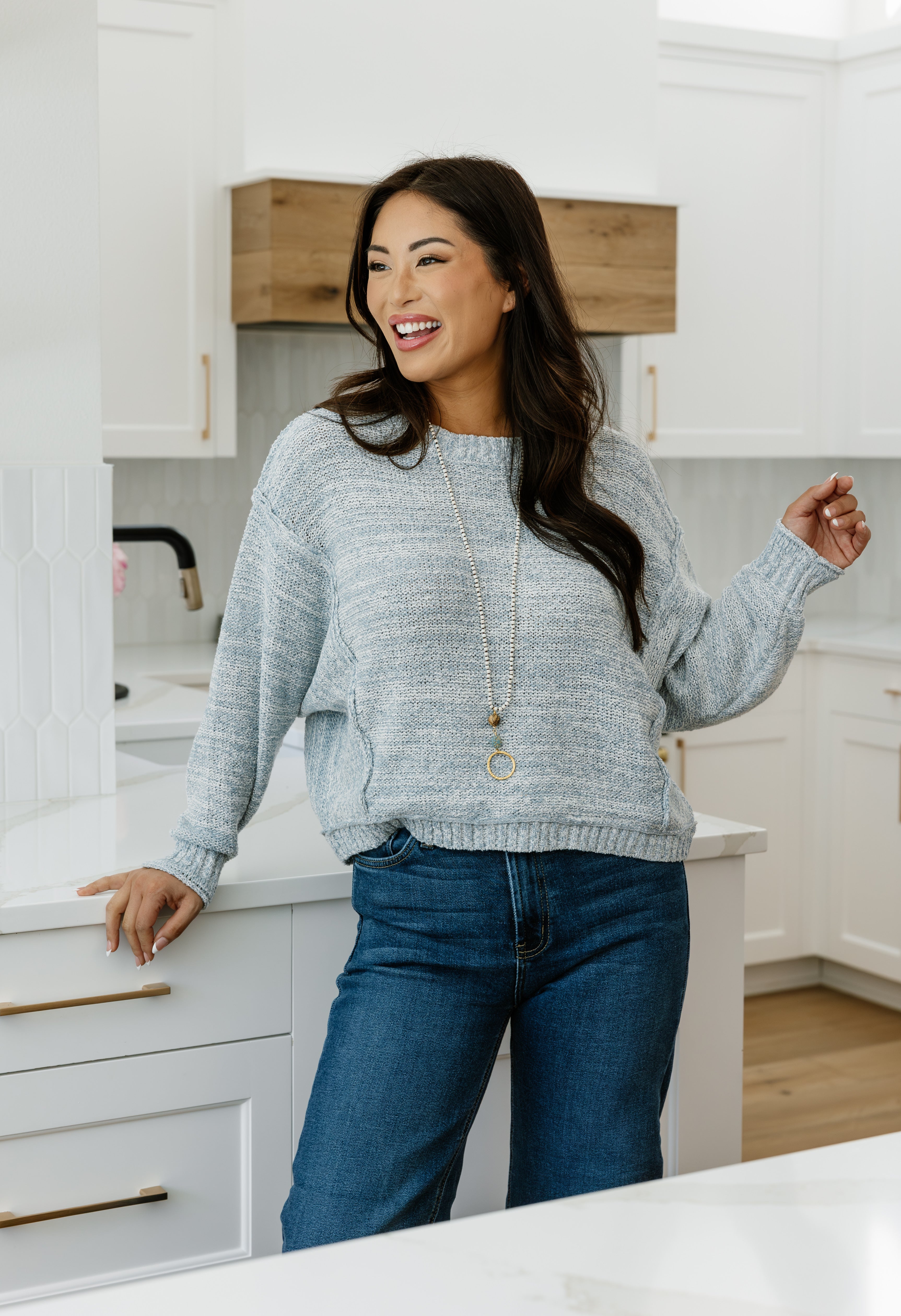 Pretty Skies Sweater - CHAMBRAY - willows clothing SWEATER