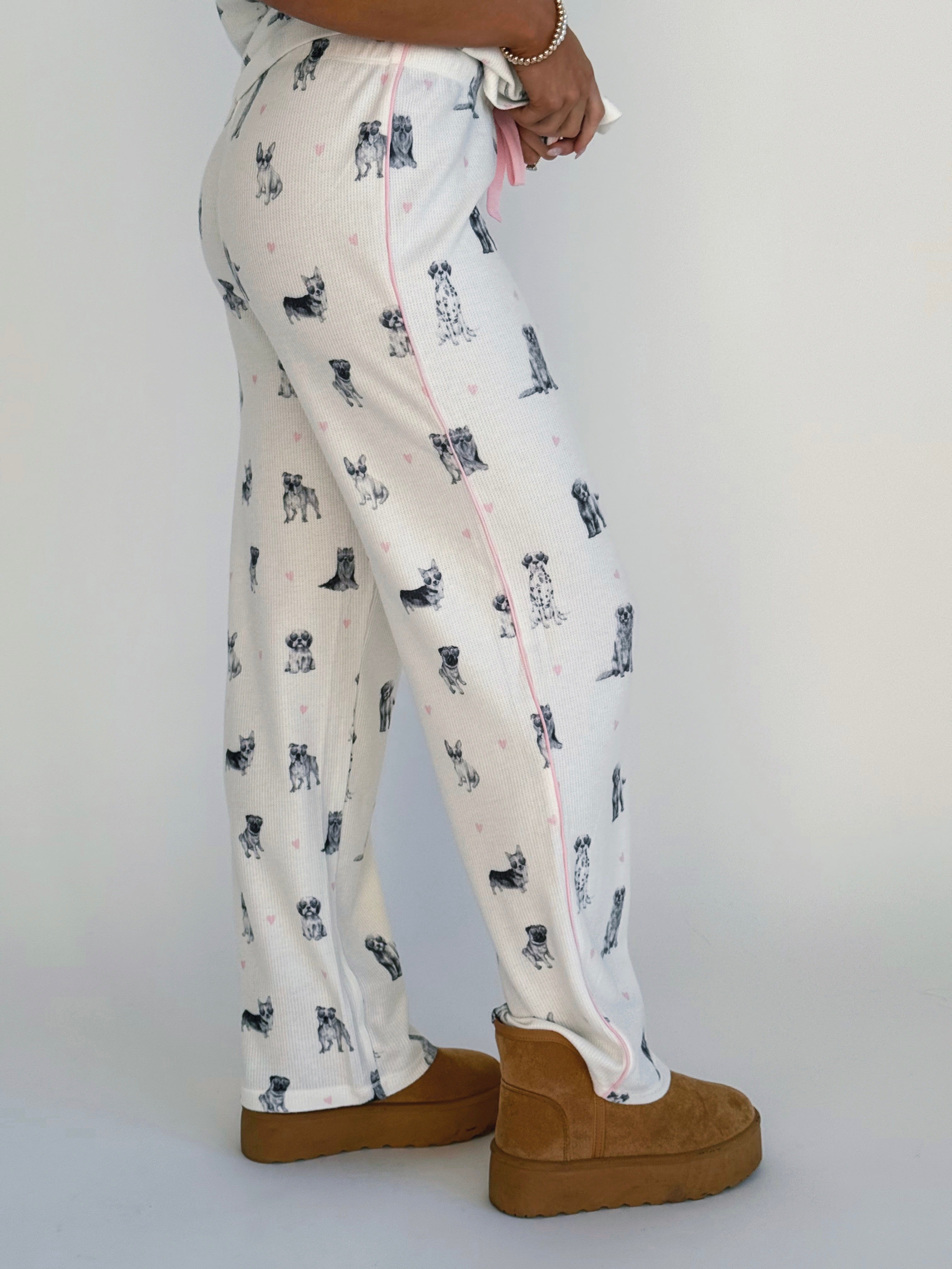 Puppy Love PJ Set - IVORY - willows clothing Pajamas