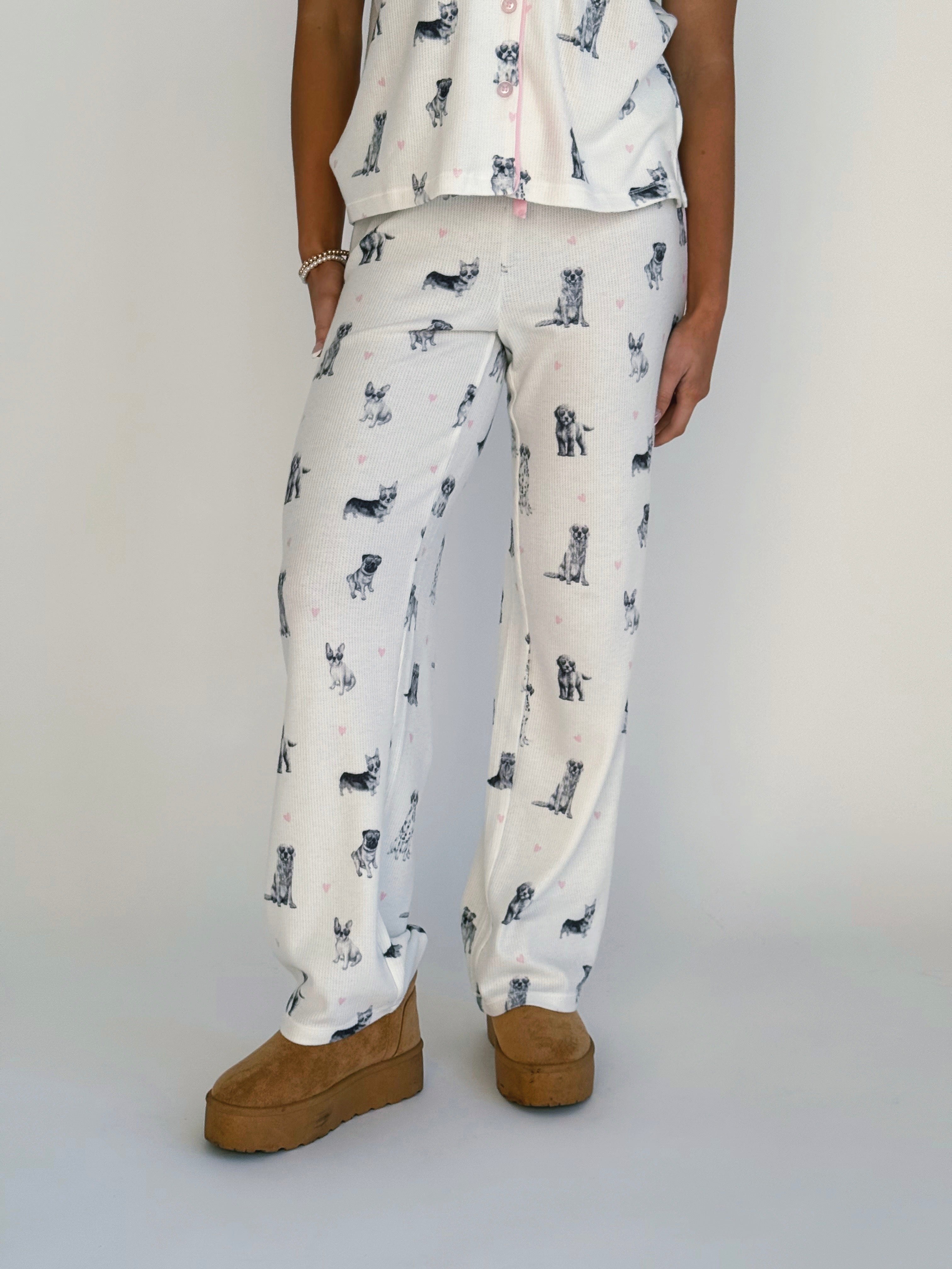 Puppy Love PJ Set - IVORY - willows clothing Pajamas