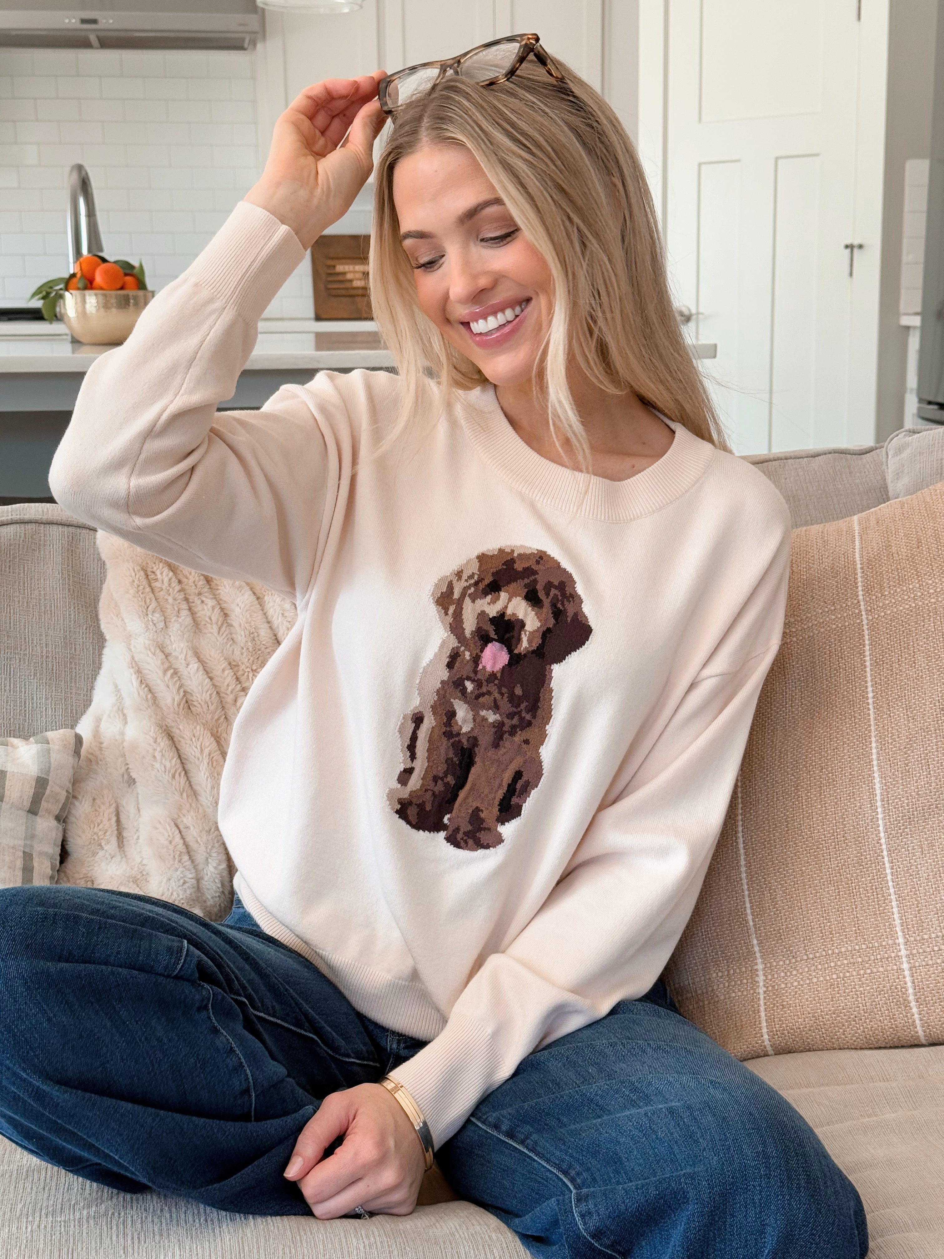 Puppy Sweater - CREAM - willows clothing SWEATER