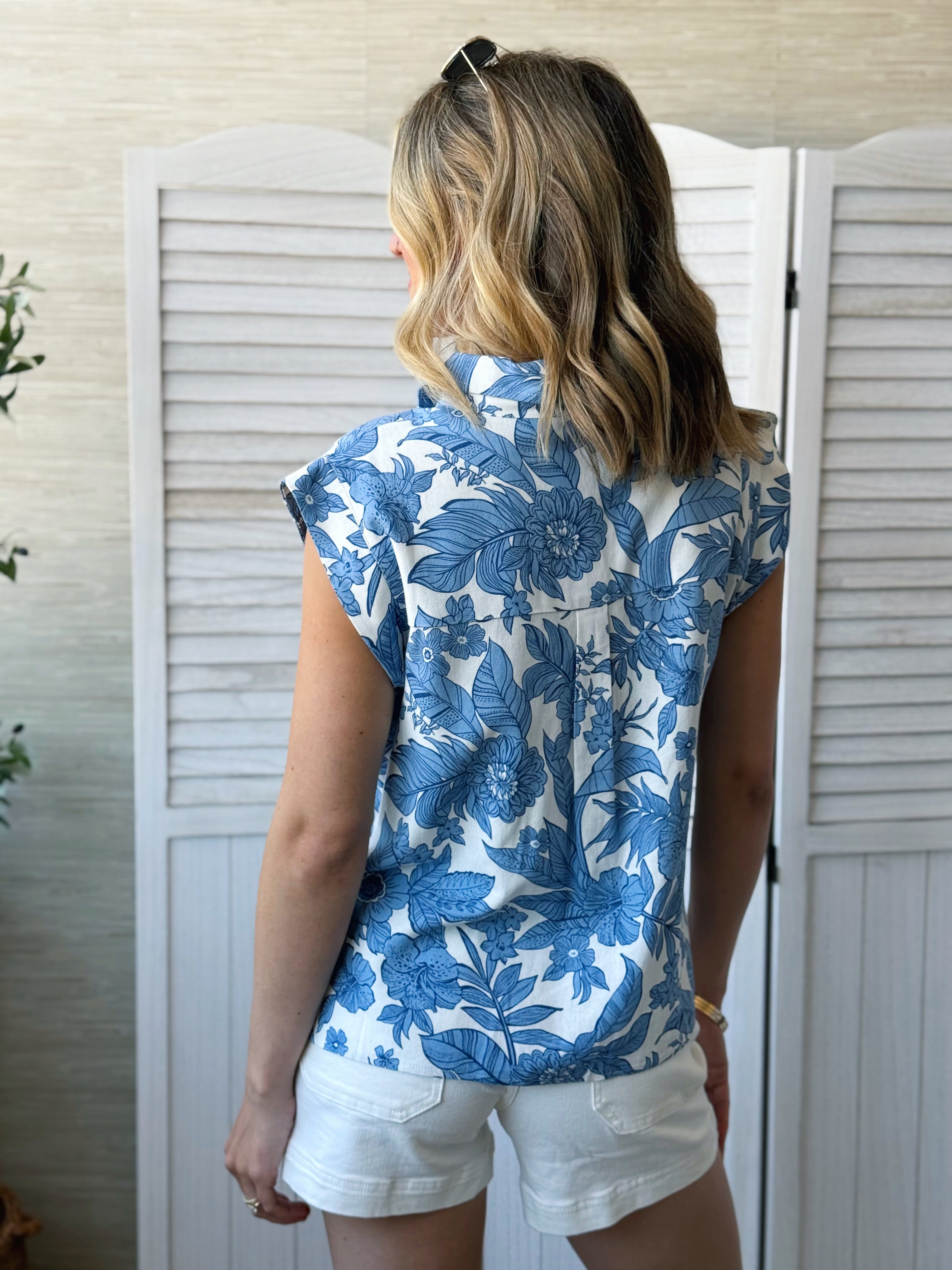 Raimee Blouse - CREAM BLUE - willows clothing BLOUSE