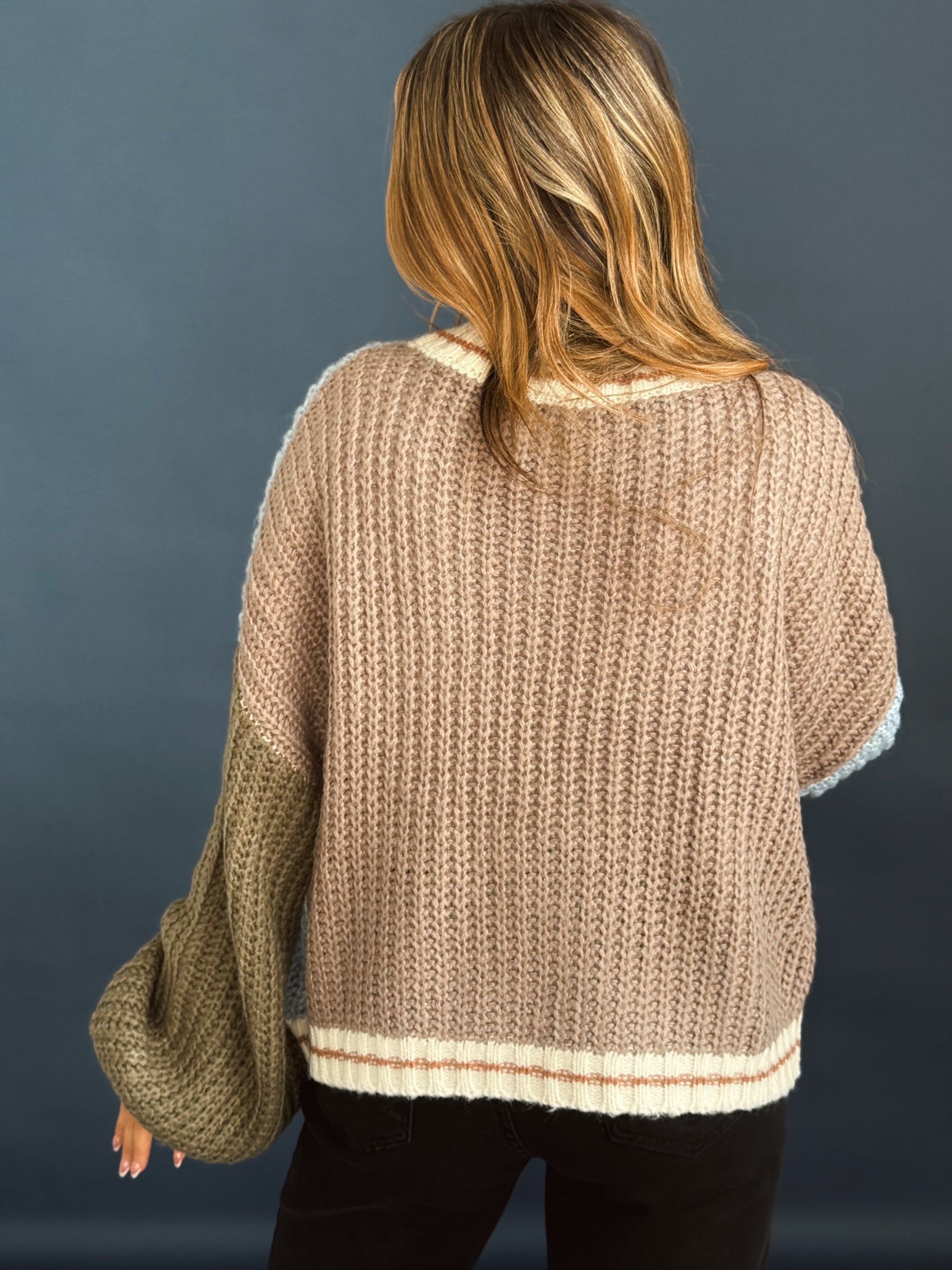 Rain On Me Cardigan - MOCHA/BLUE - willows clothing Cardigan
