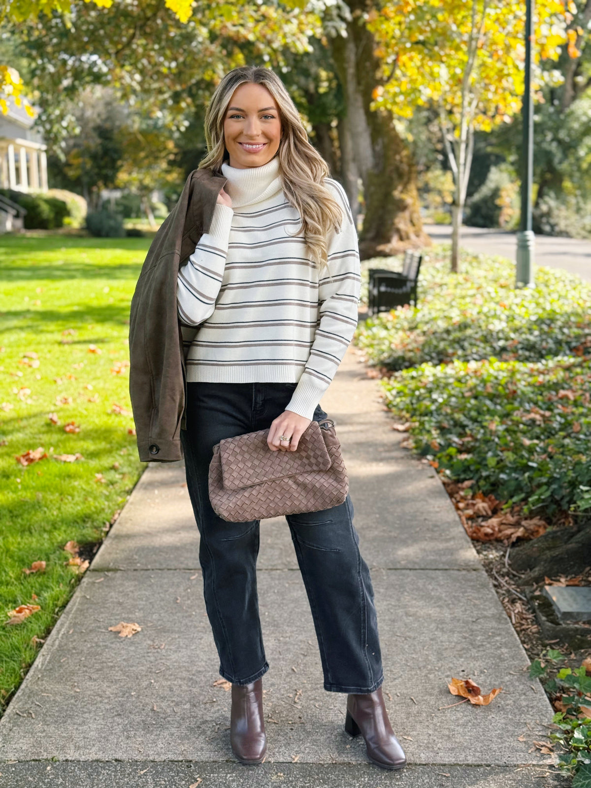Rainier Stripe Sweater - IVORY - willows clothing SWEATER