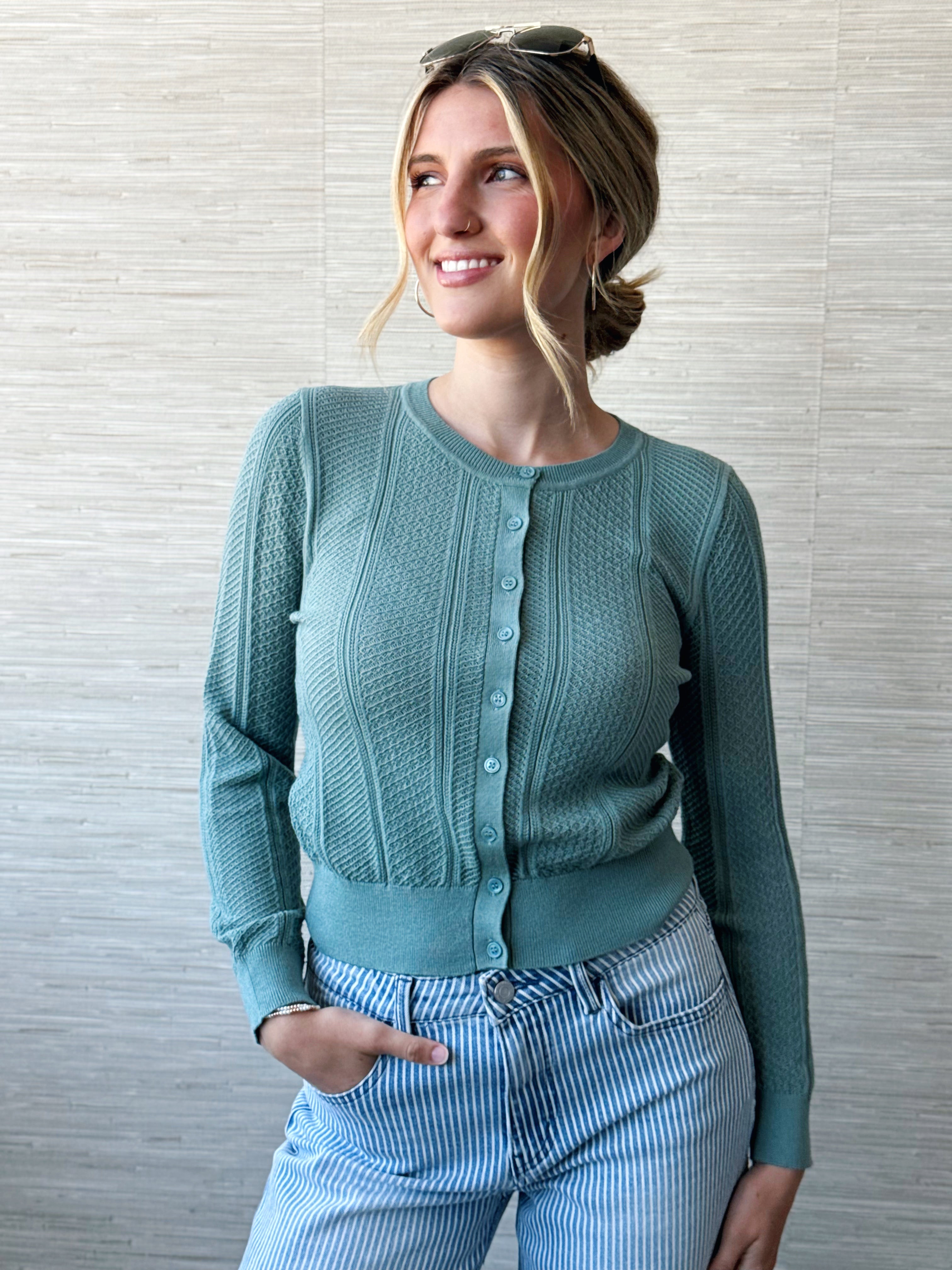 Reagan Cardigan - SEAFOAM - willows clothing Cardigan