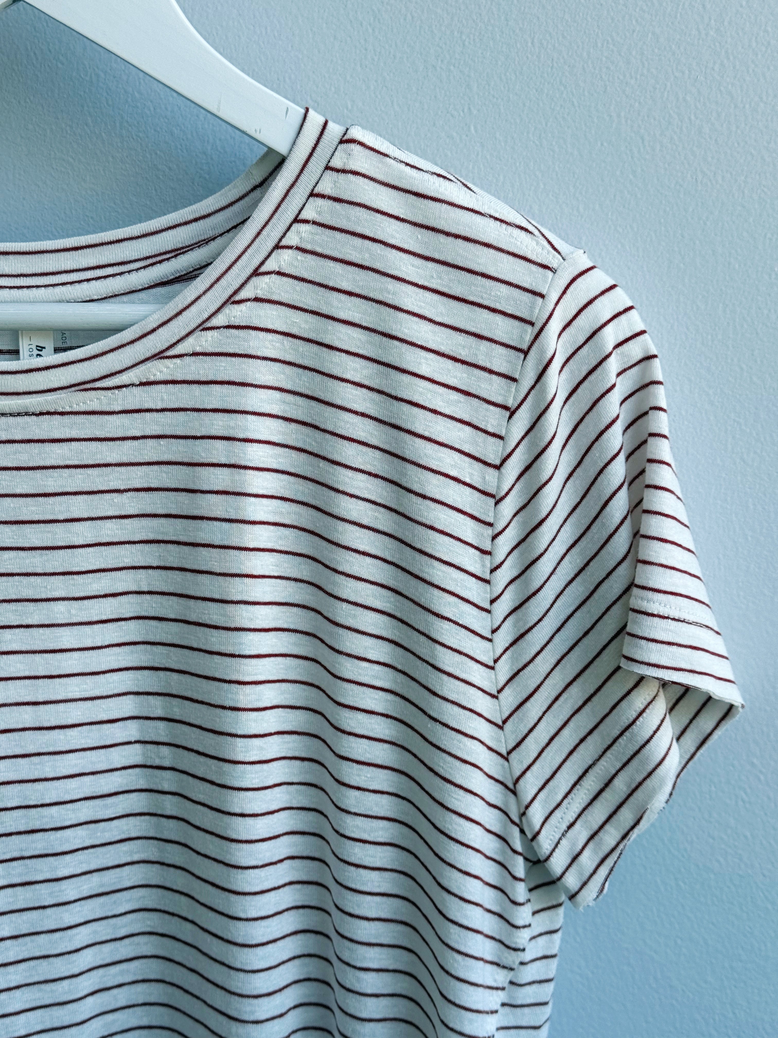Relaxed Striped Tee - CHERRY - willows clothing S/S SHIRT