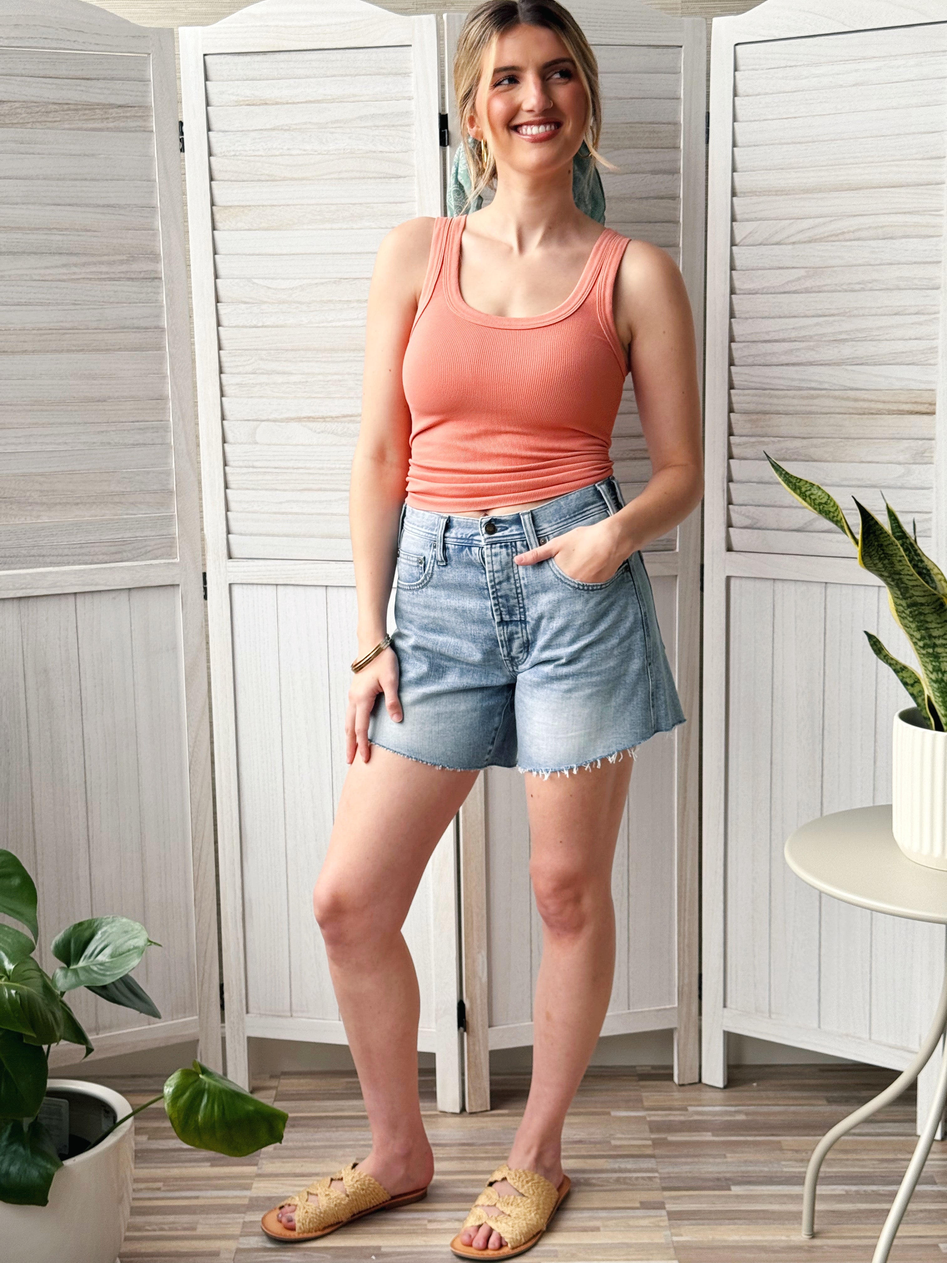 Reversible Ribbed Tank - TERRACOTTA - willows clothing TANK