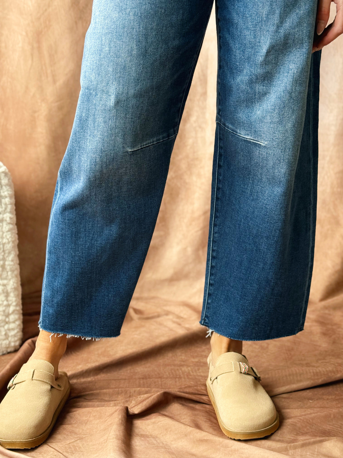 [RISEN] Kenley Barrel Jean - DARK - willows clothing BARREL JEAN