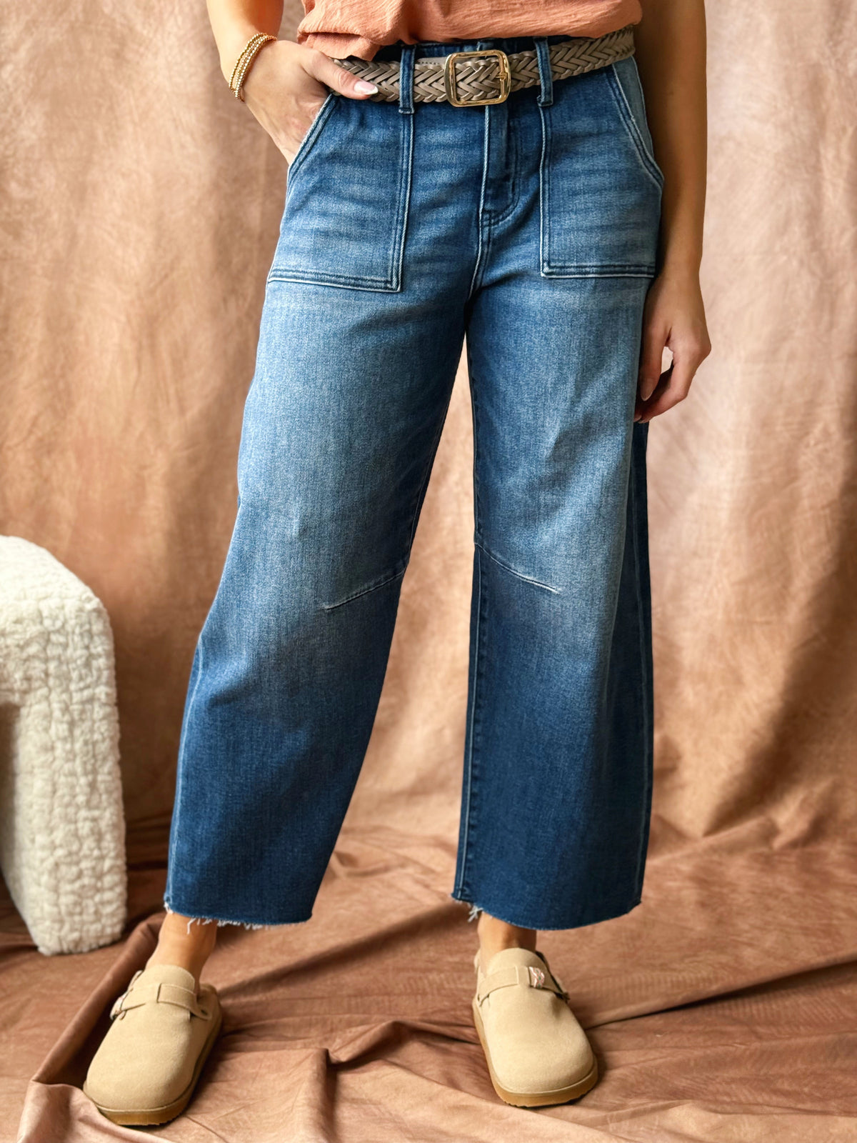 [RISEN] Kenley Barrel Jean - DARK - willows clothing BARREL JEAN