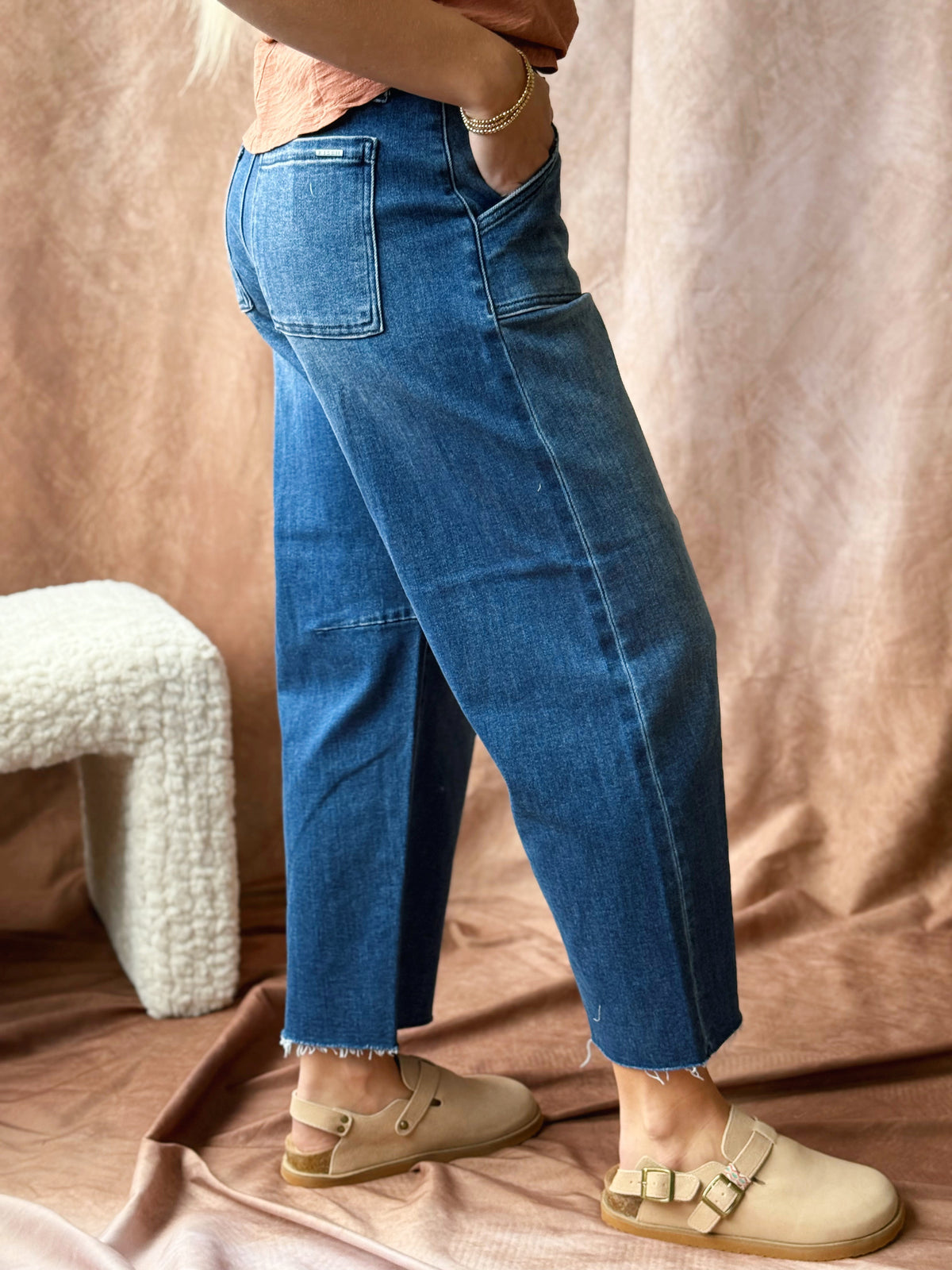 [RISEN] Kenley Barrel Jean - DARK - willows clothing BARREL JEAN