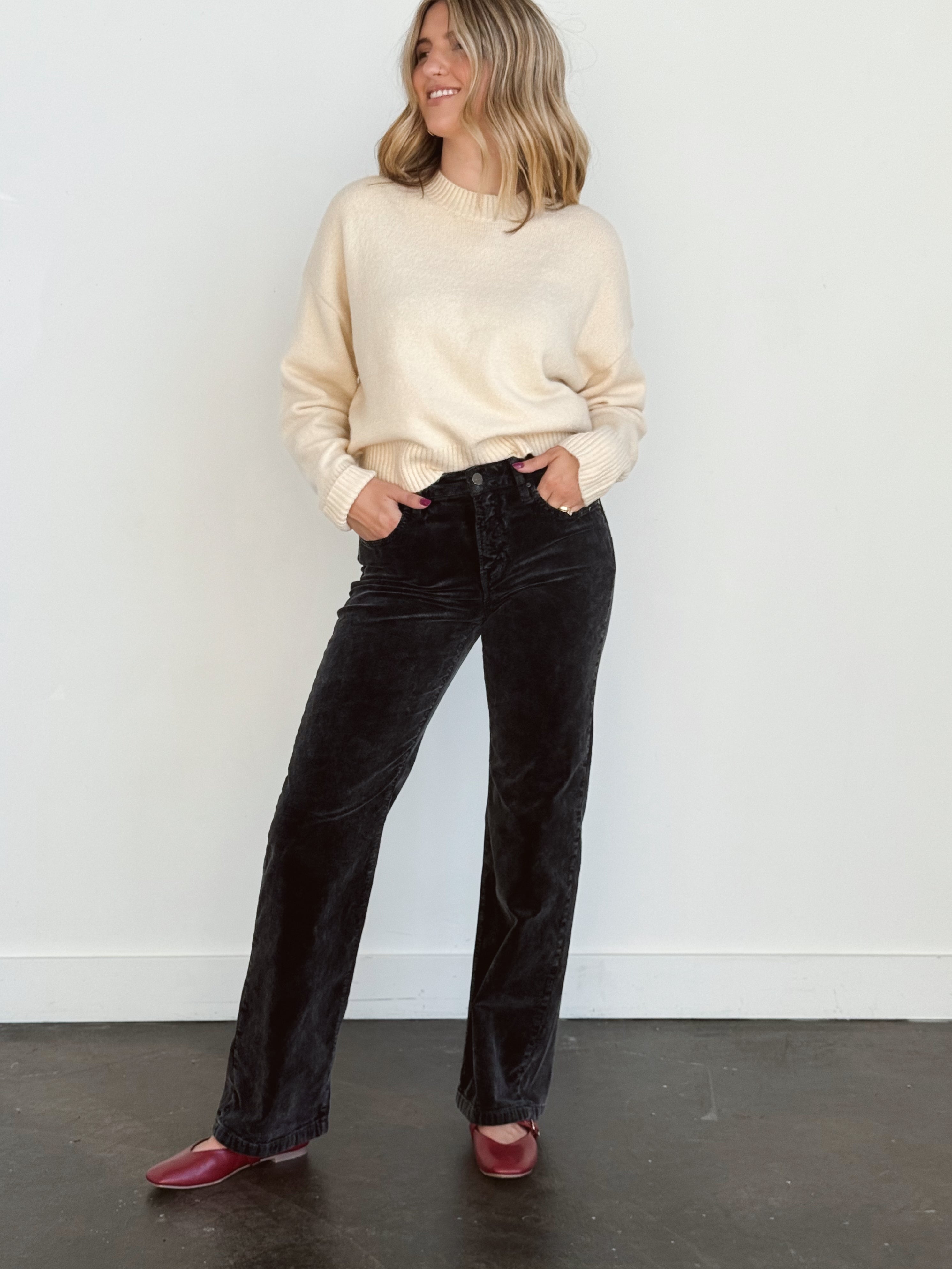 [RISEN] Megan Corduroy Jean - MIDNIGHT - willows clothing Straight Leg