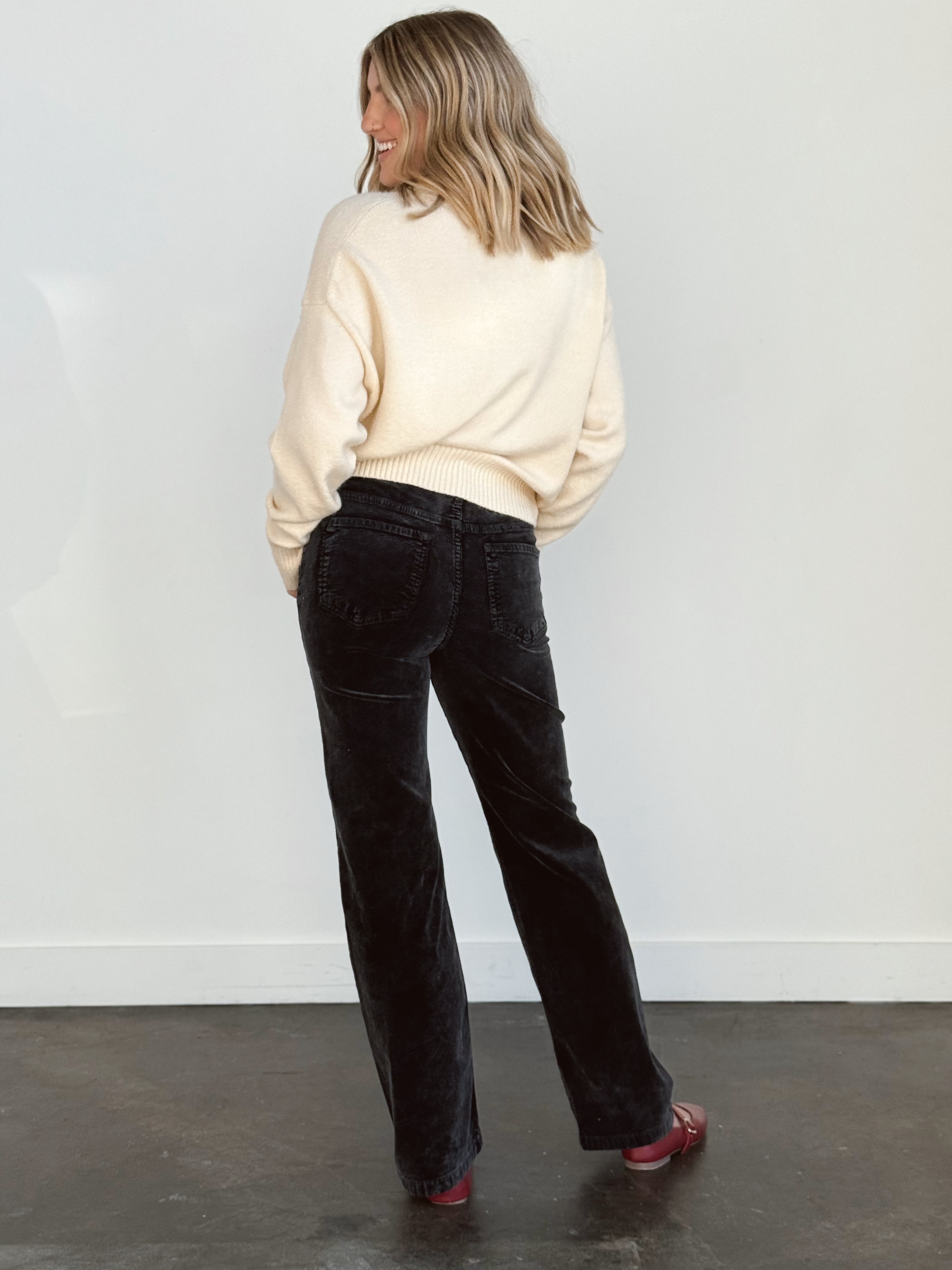 [RISEN] Megan Corduroy Jean - MIDNIGHT - willows clothing Straight Leg