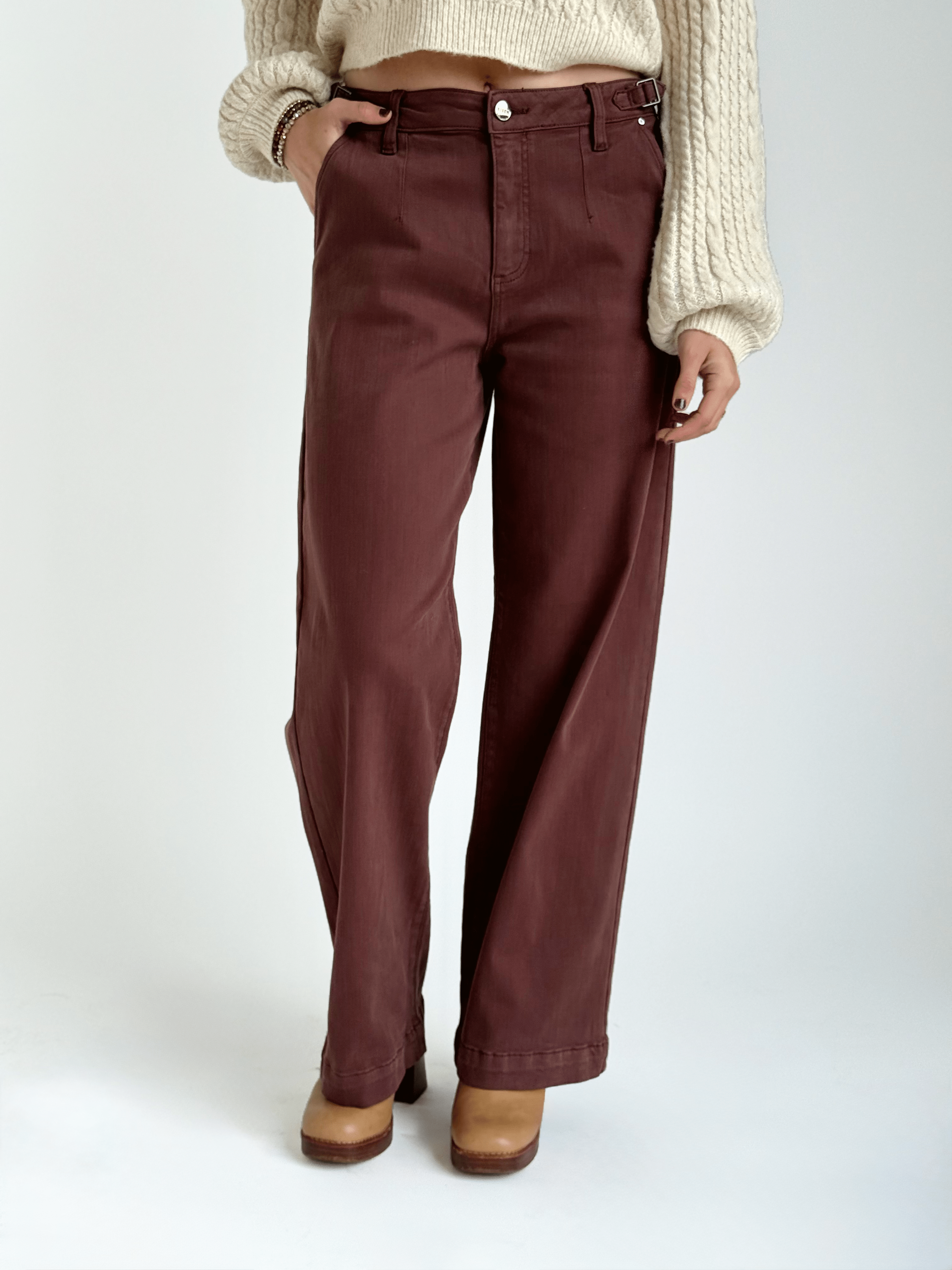 [RISEN] Santana Jean - CHOCO BROWN - willows clothing WIDE LEG