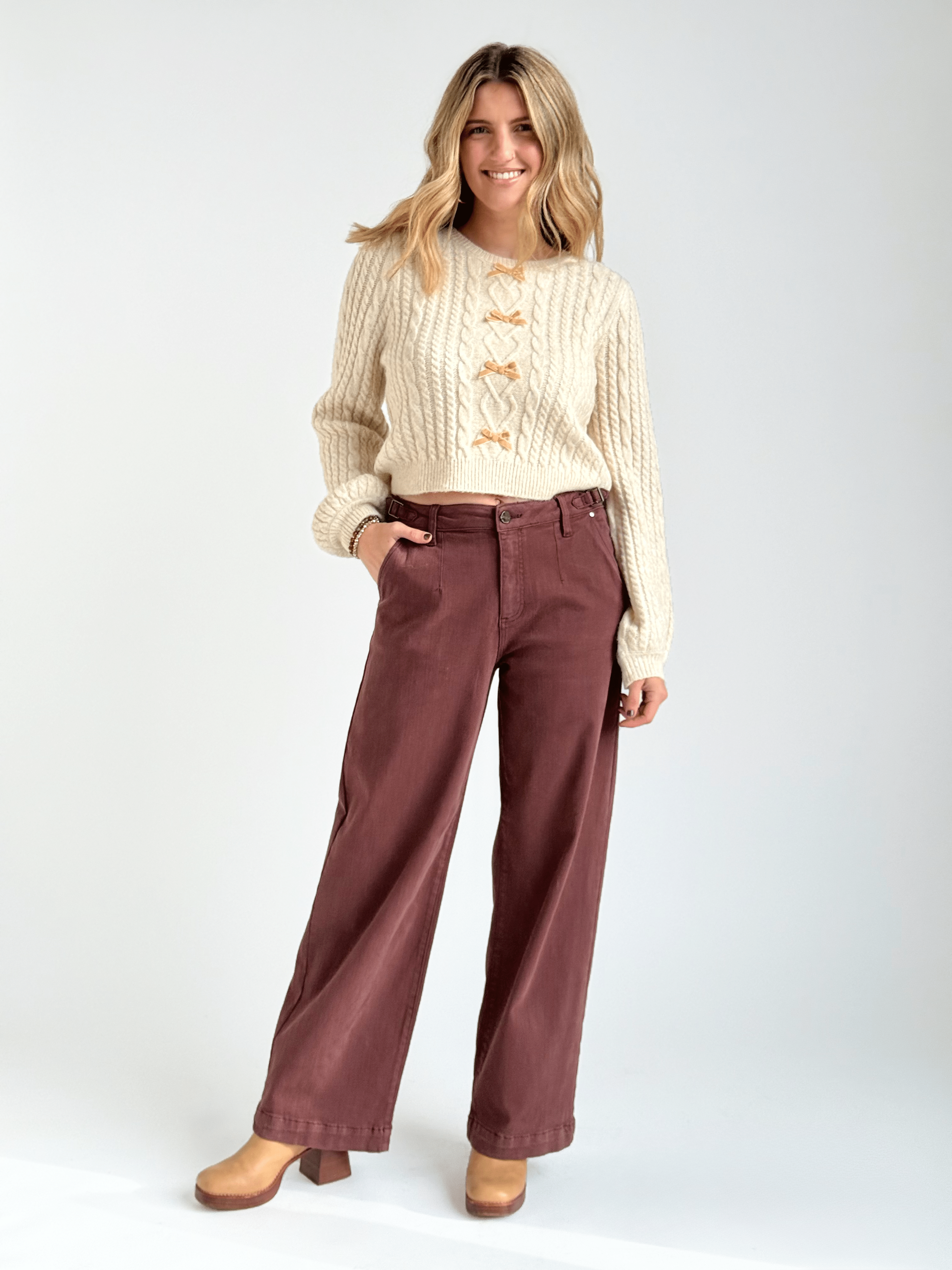 [RISEN] Santana Jean - CHOCO BROWN - willows clothing WIDE LEG
