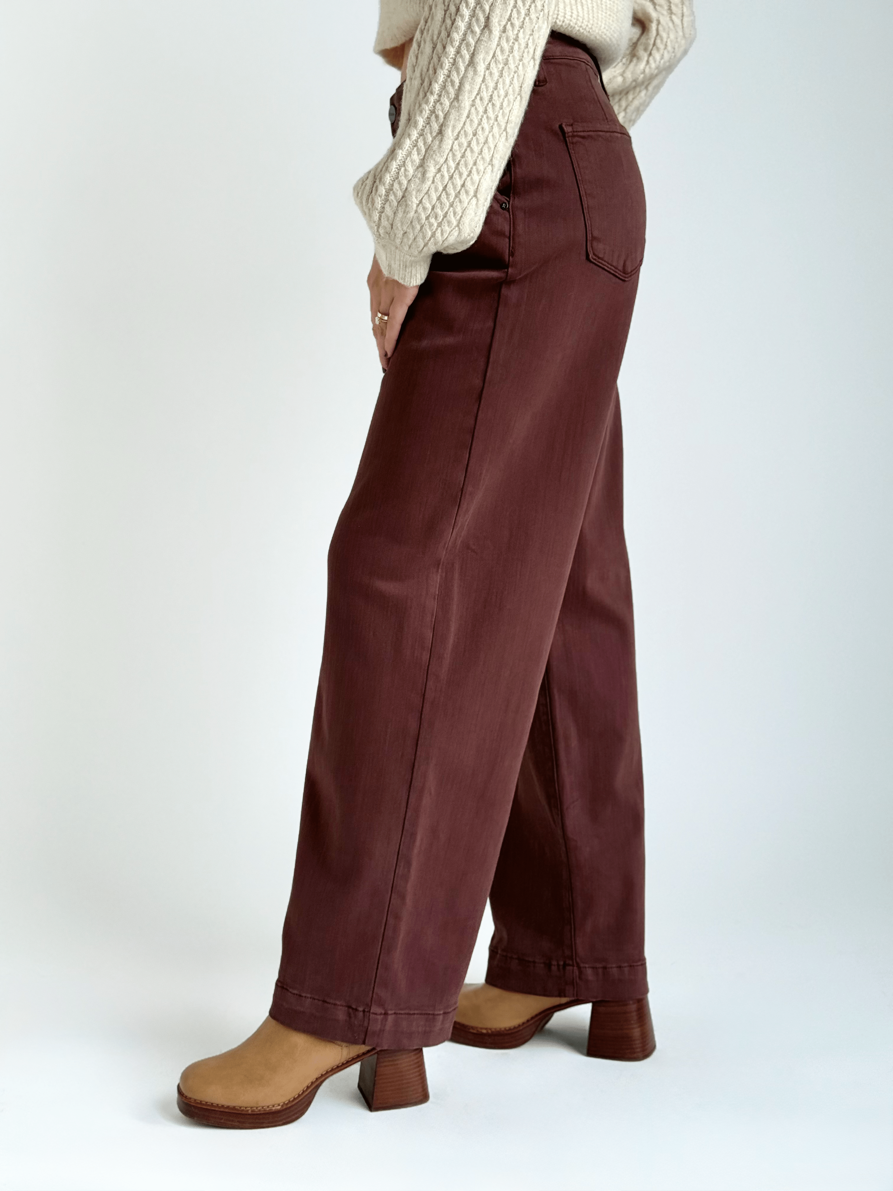 [RISEN] Santana Jean - CHOCO BROWN - willows clothing WIDE LEG