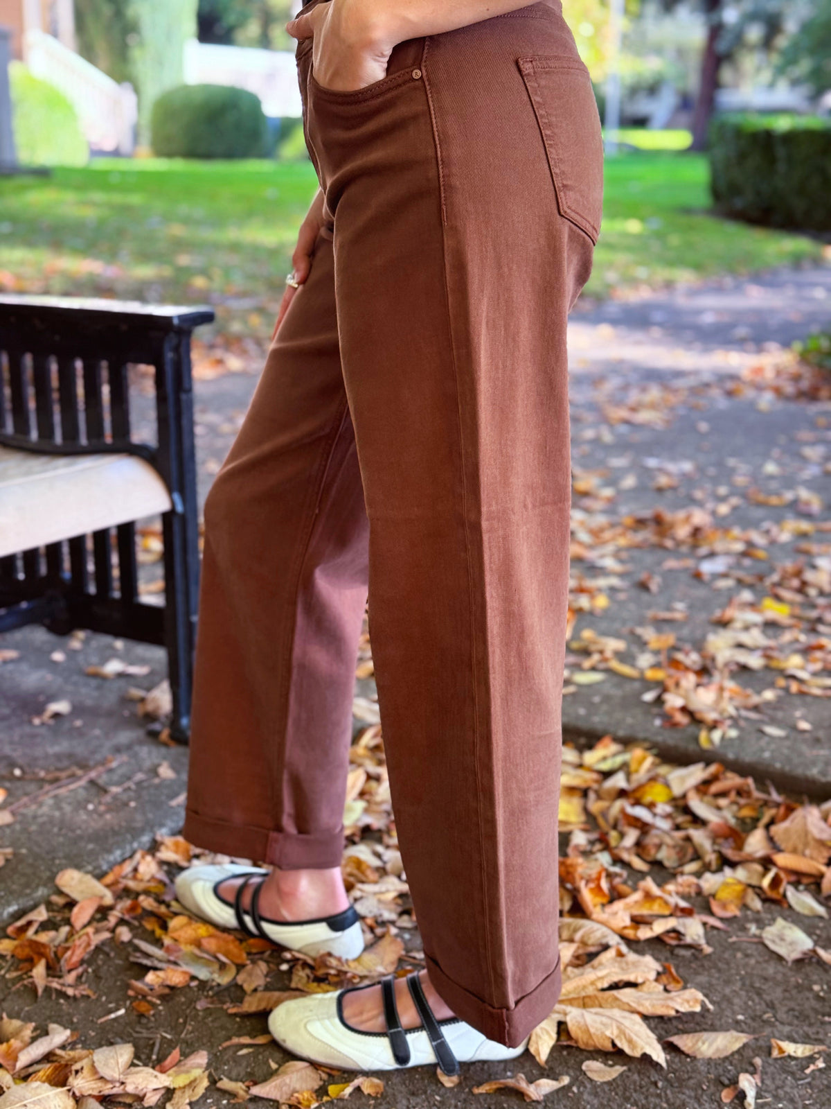 [RISEN] Teagan Wide Leg Jean - COCOA - willows clothing CROP WIDE LEG