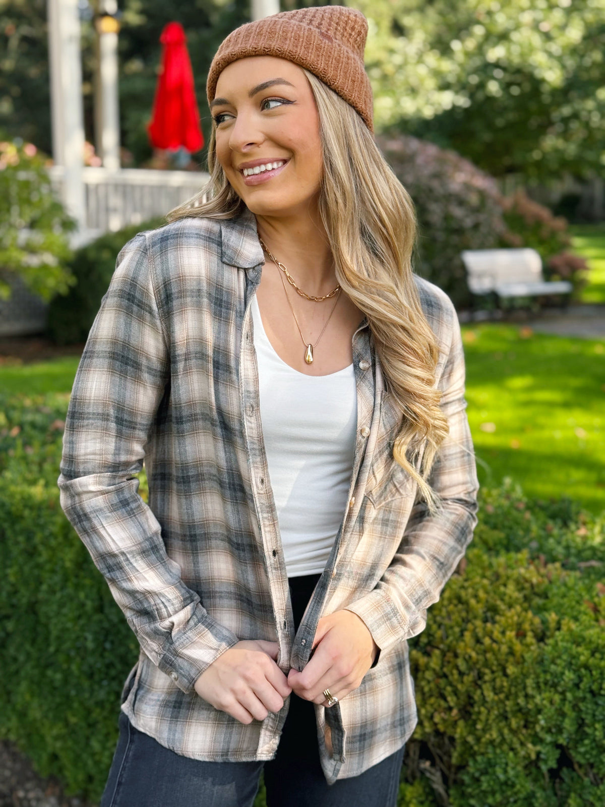 River Plaid Shirt - CHARCOAL - willows clothing L/S SHIRT