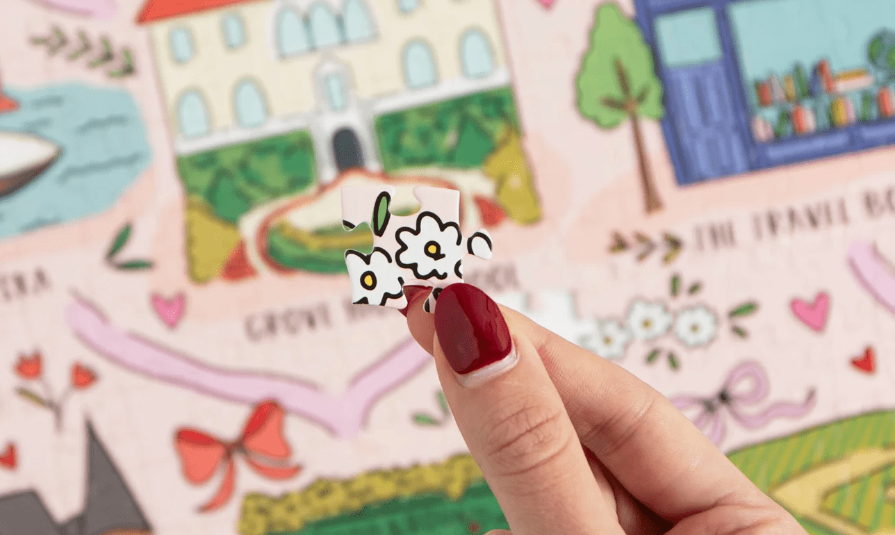 Rom Com City Map - 500 Piece Jigsaw Puzzle - willows clothing Gifts