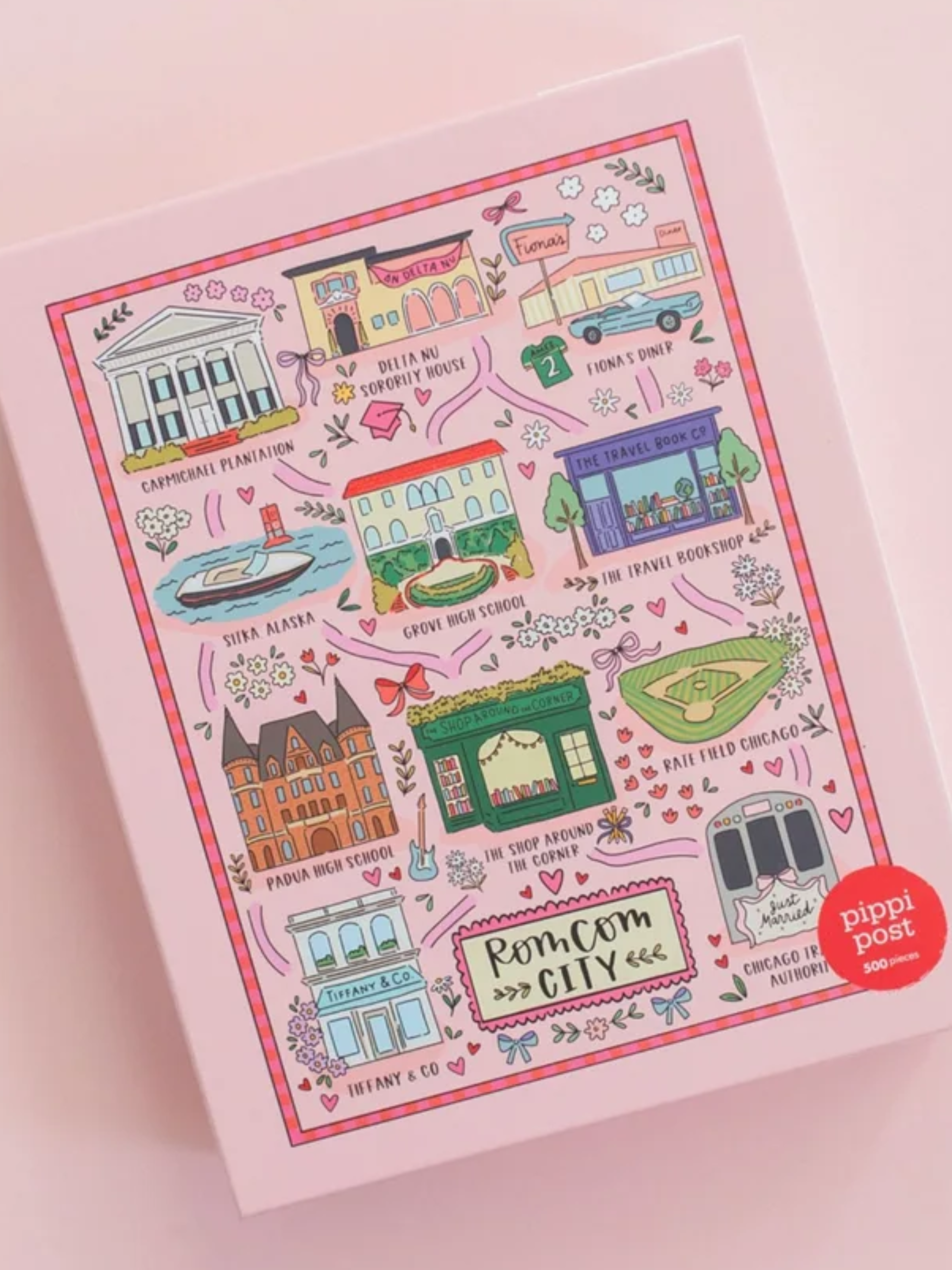Rom Com City Map - 500 Piece Jigsaw Puzzle - willows clothing Gifts