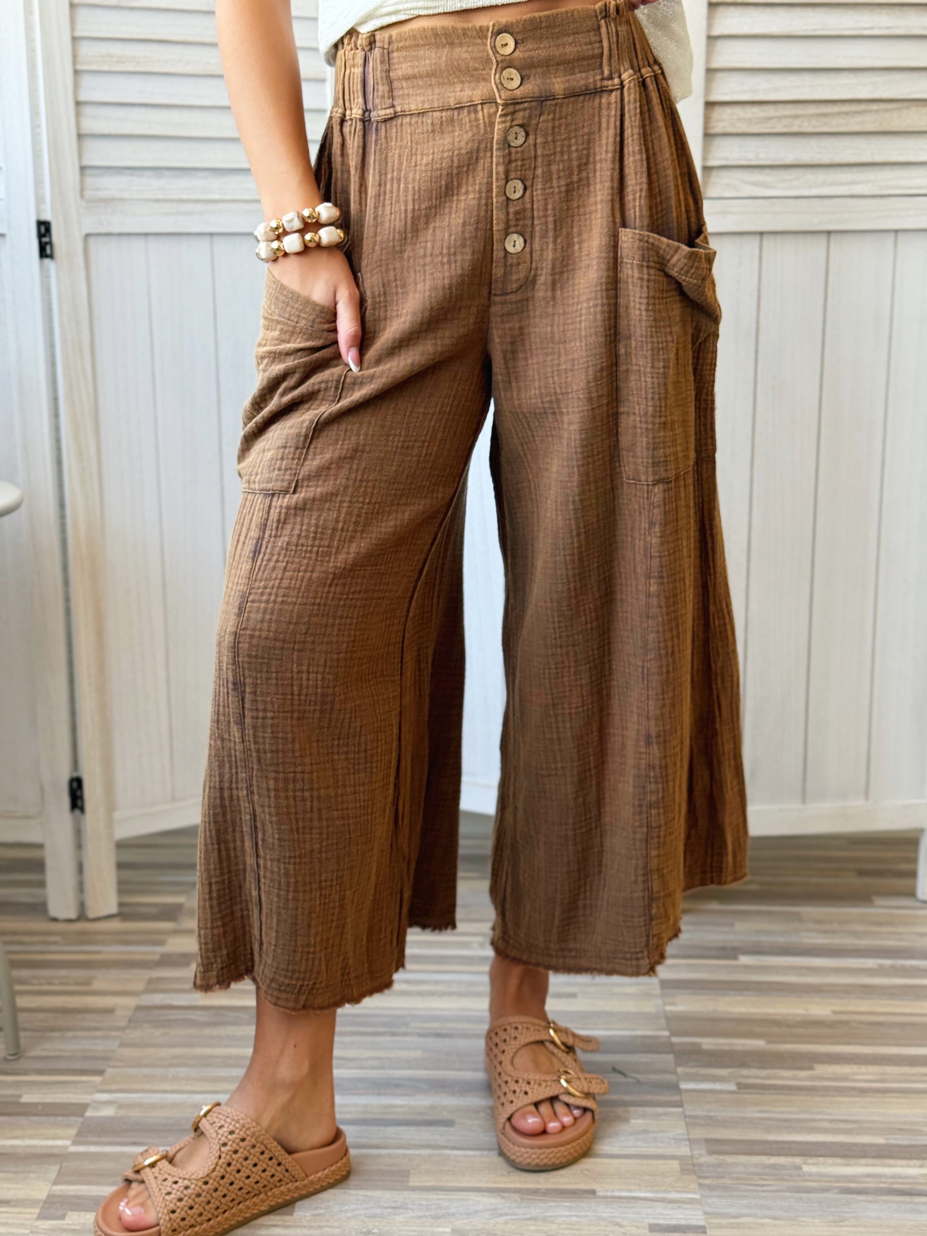Ronnie Pants - WASHED CHOCOLATE - willows clothing PANTS