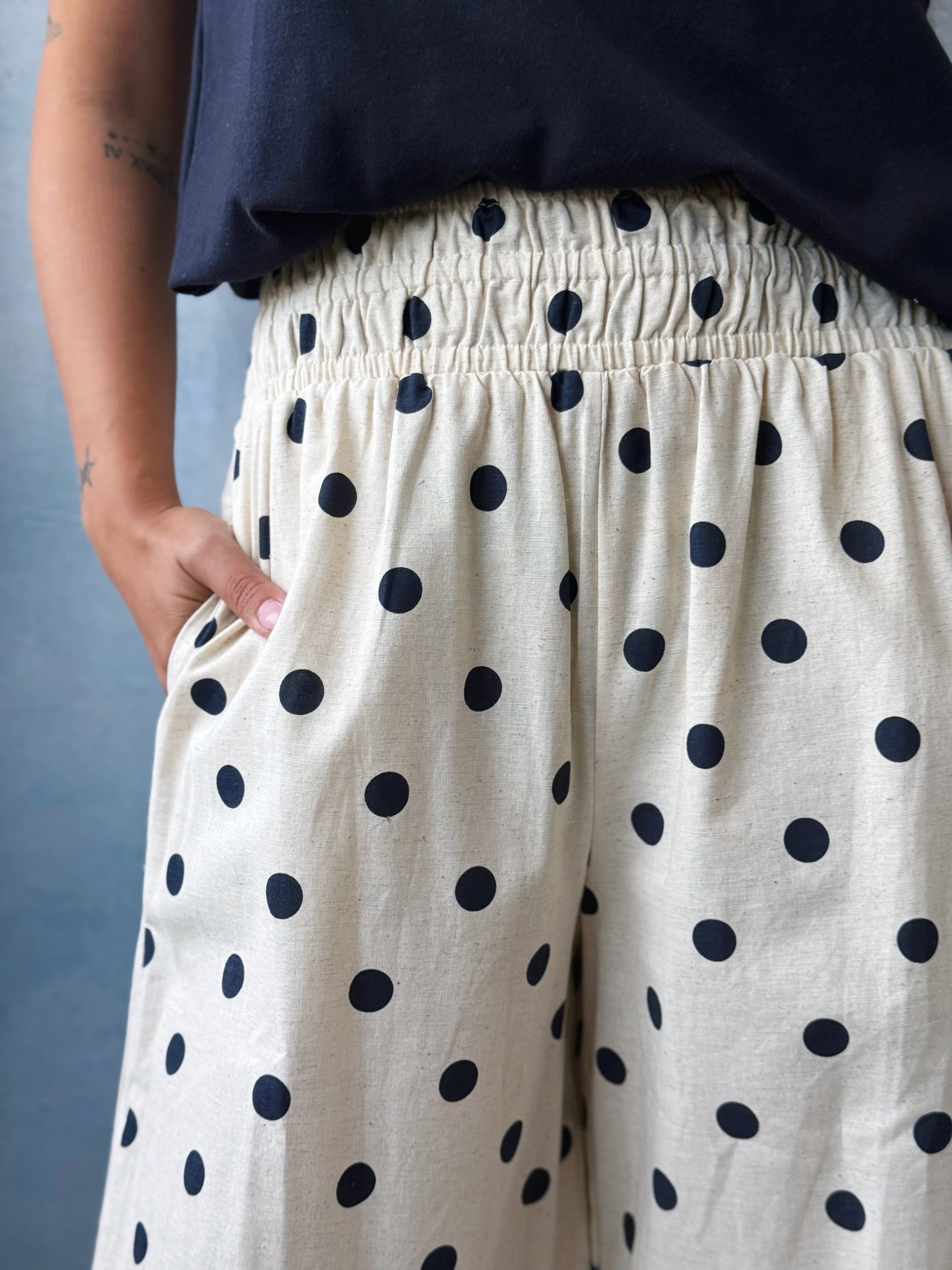 Rowen Pants - LINEN/NAVY - willows clothing PANTS