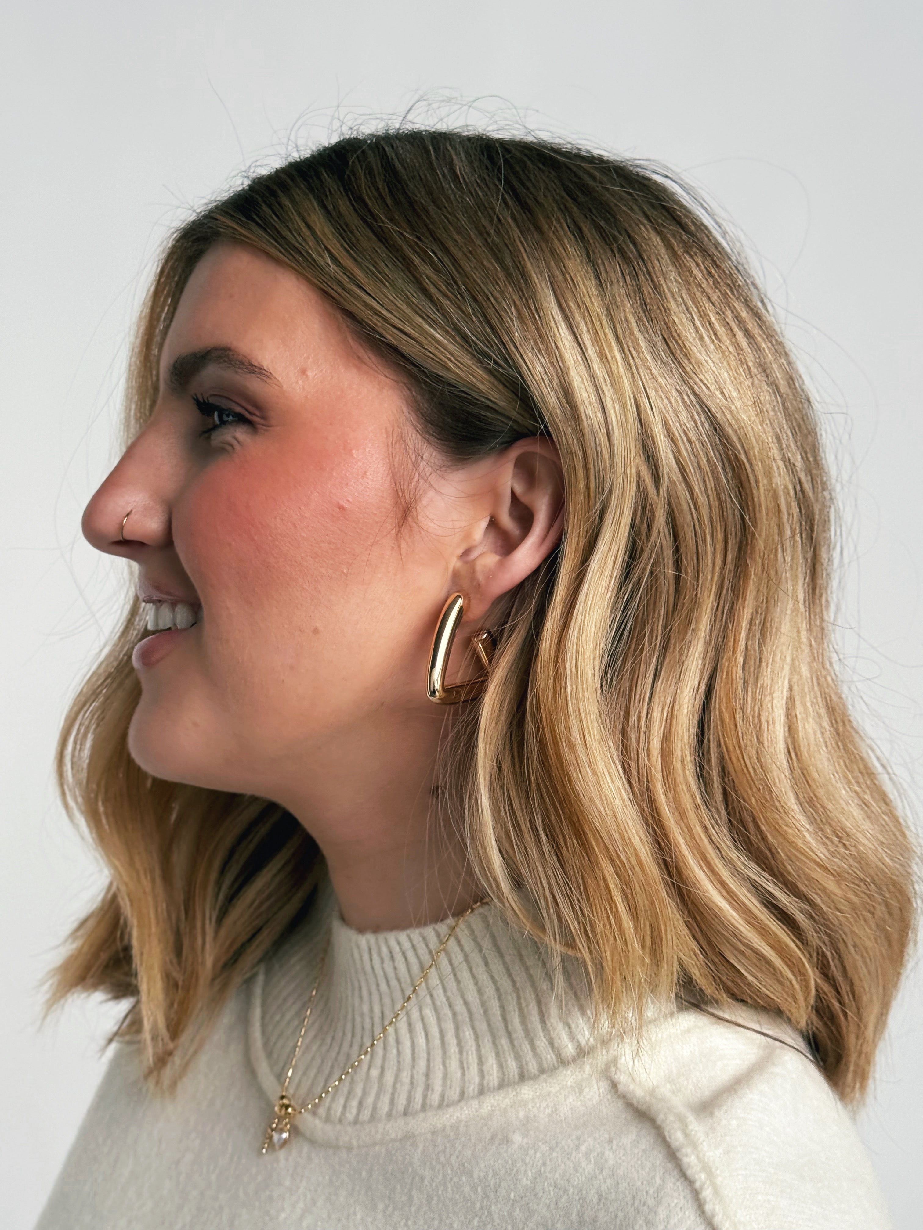 Ryn Angled Hoop Earring - GOLD - willows clothing EARRINGS