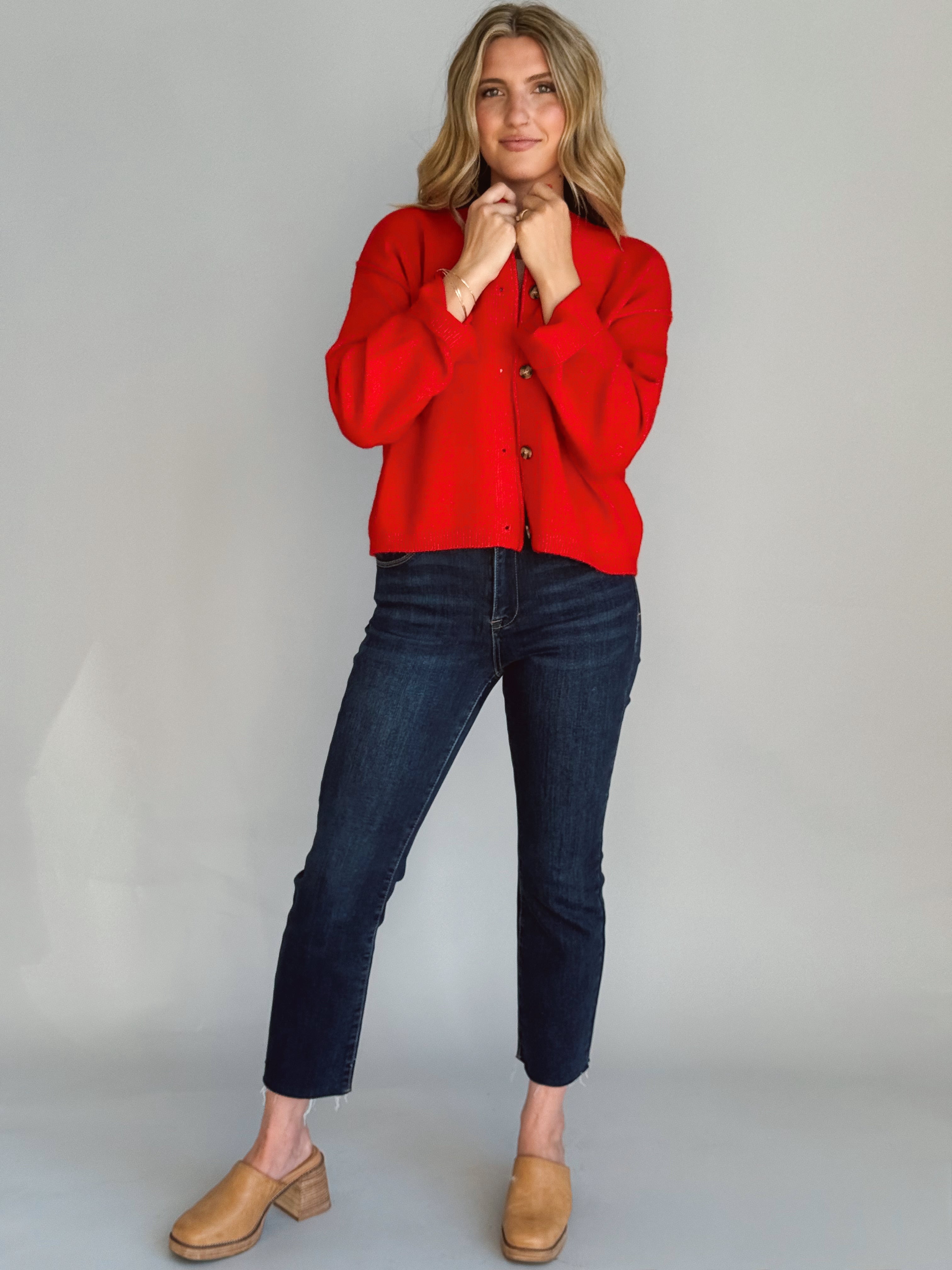 Salem Cardigan - RED - willows clothing Cardigan