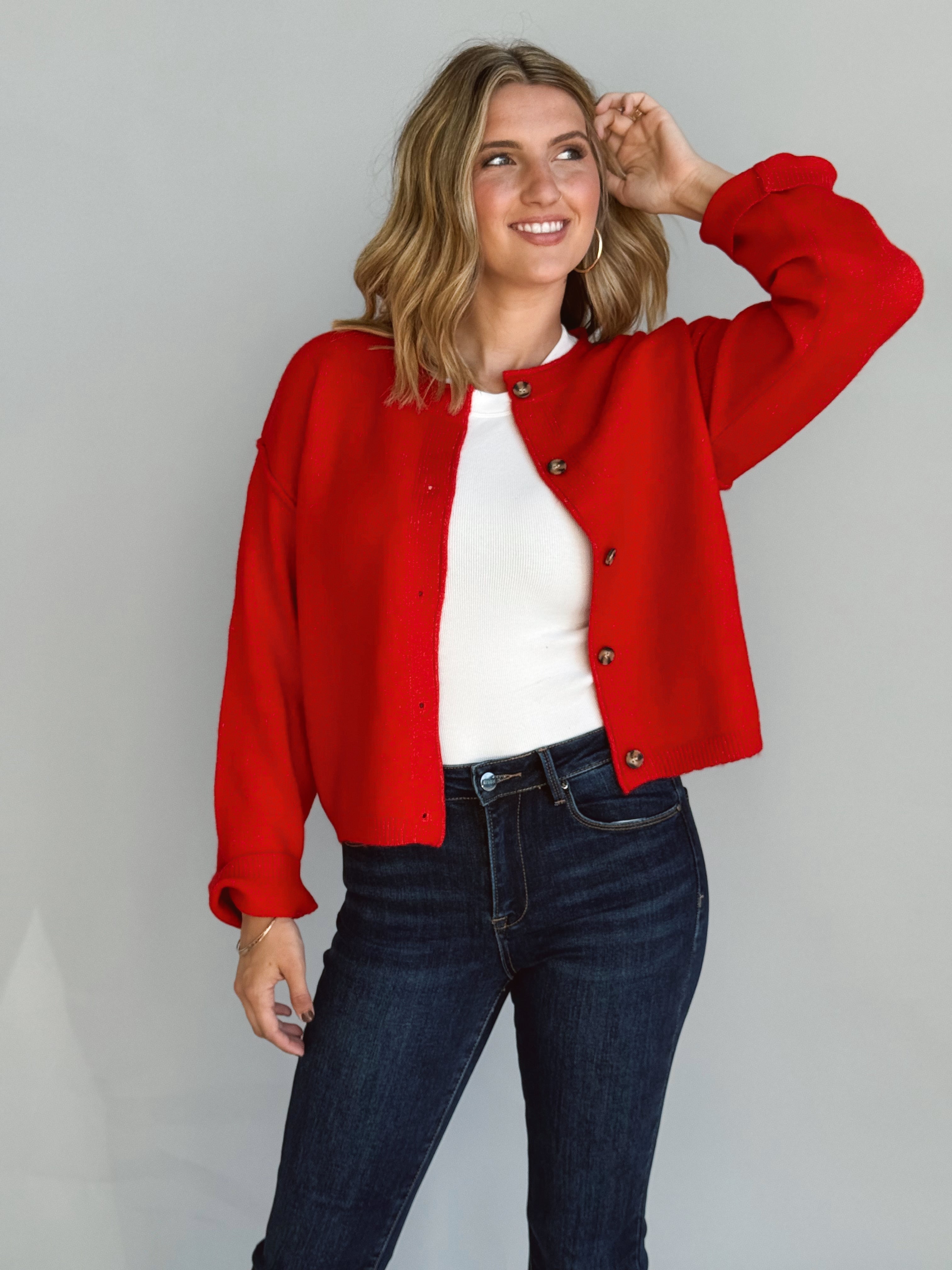Salem Cardigan - RED - willows clothing Cardigan