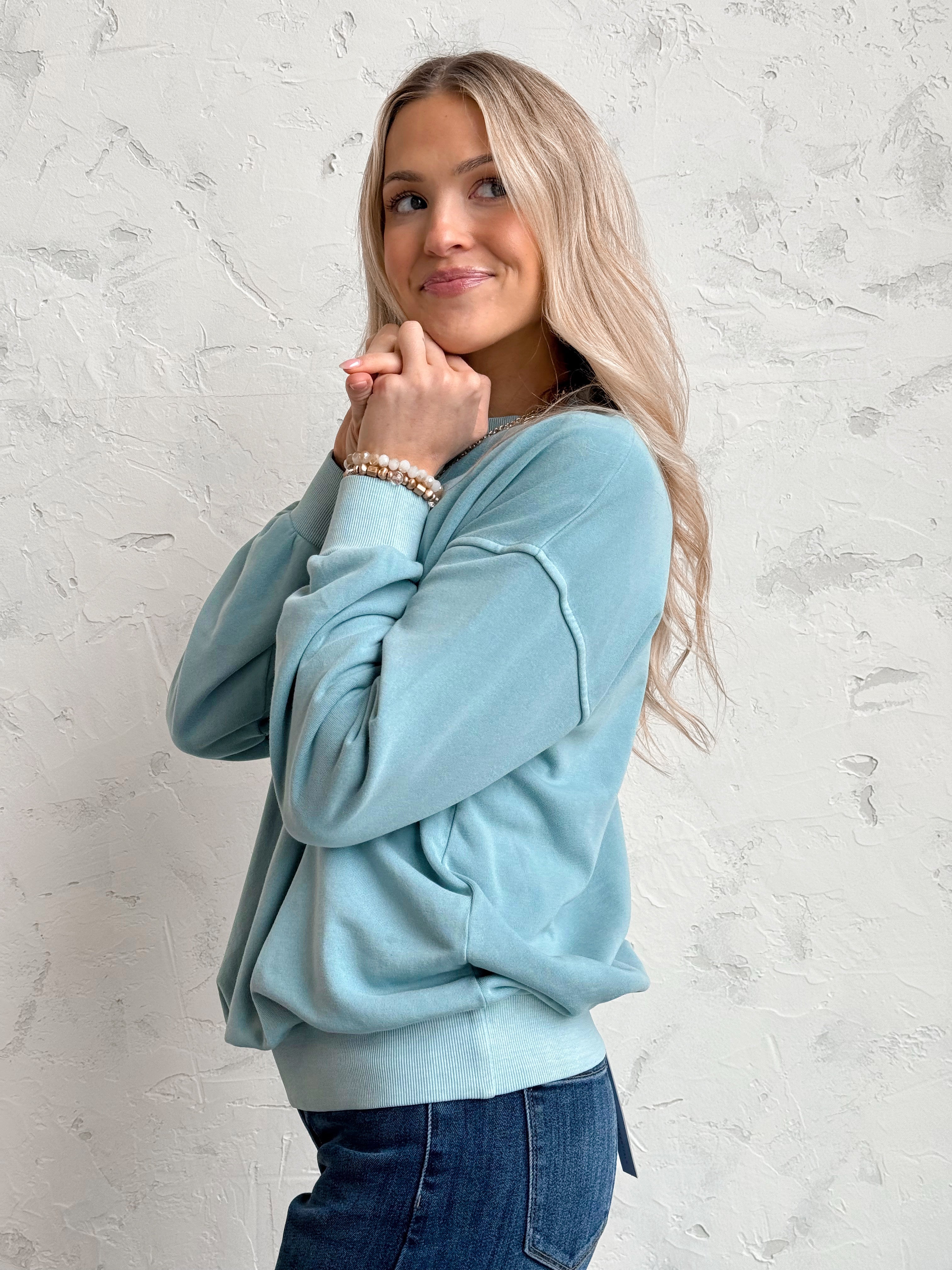 Saturday Sweatshirt - BLUE GREY - willows clothing SWEATSHIRT