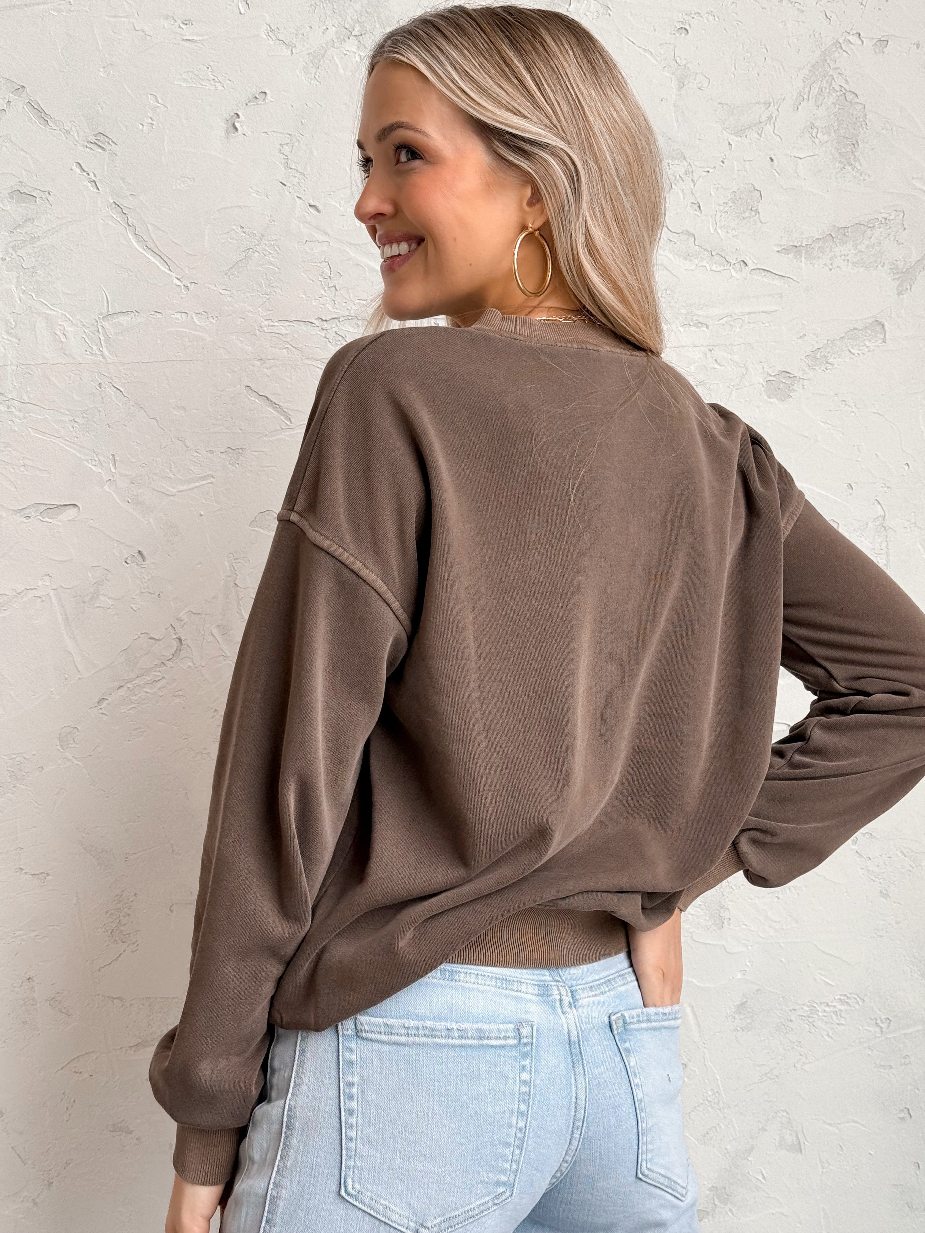 Saturday Sweatshirt - BROWN - willows clothing SWEATSHIRT