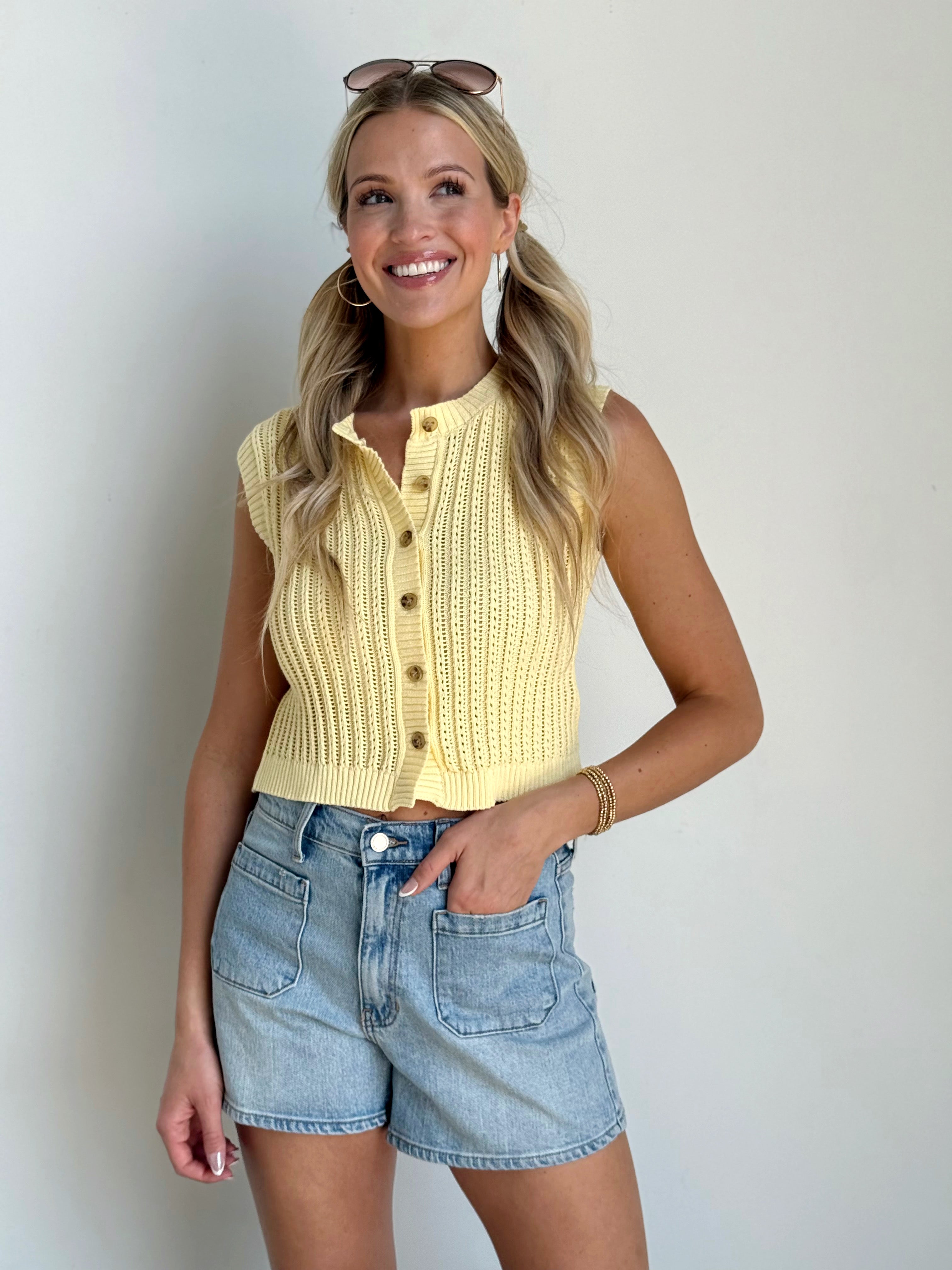 Sawyer Sweater Vest - BUTTER - willows clothing SWEATER